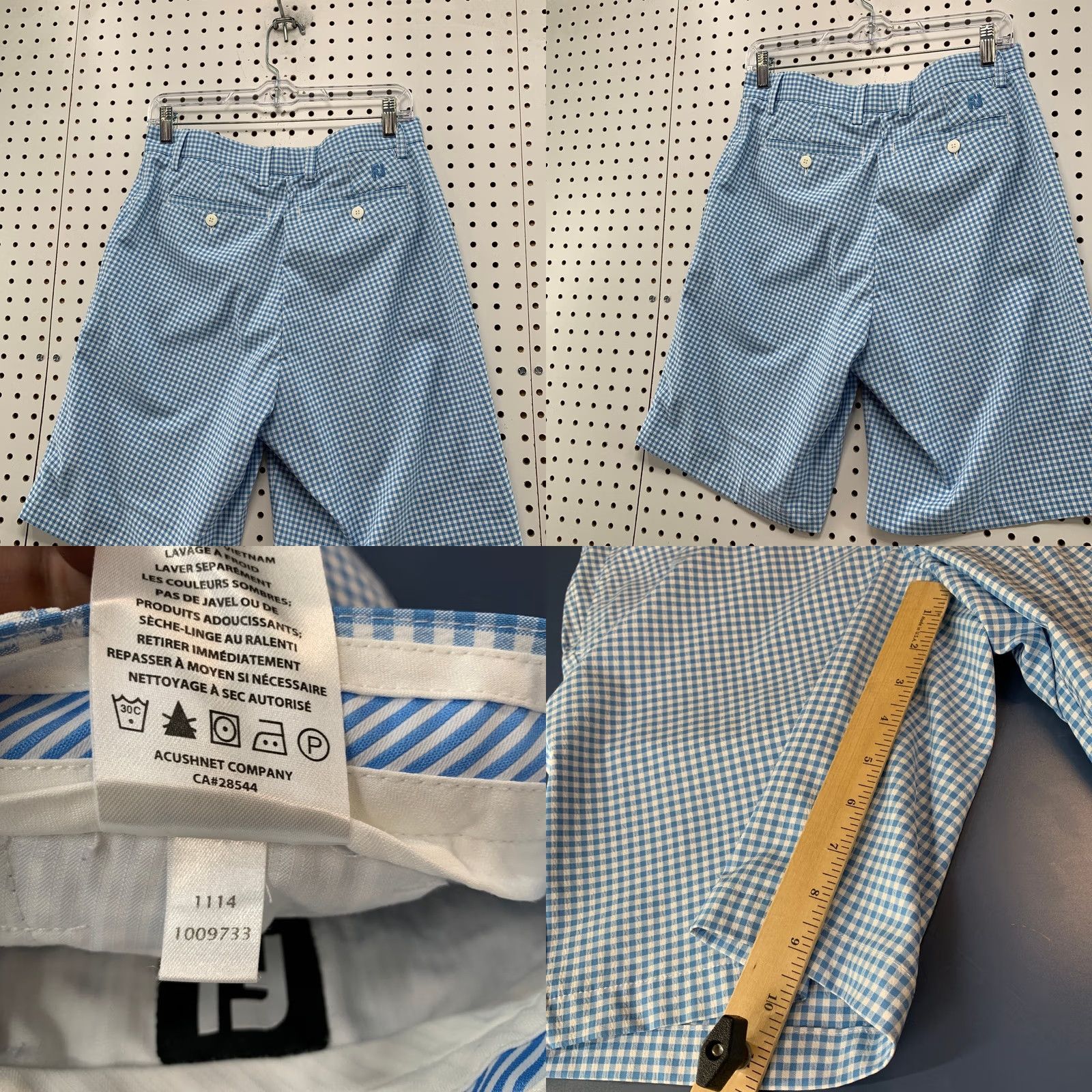 Footjoy FootJoy FJ Golf Shorts Mens 35x9.5 Blue Check Preppy Casual Size US 35 - 8 Thumbnail