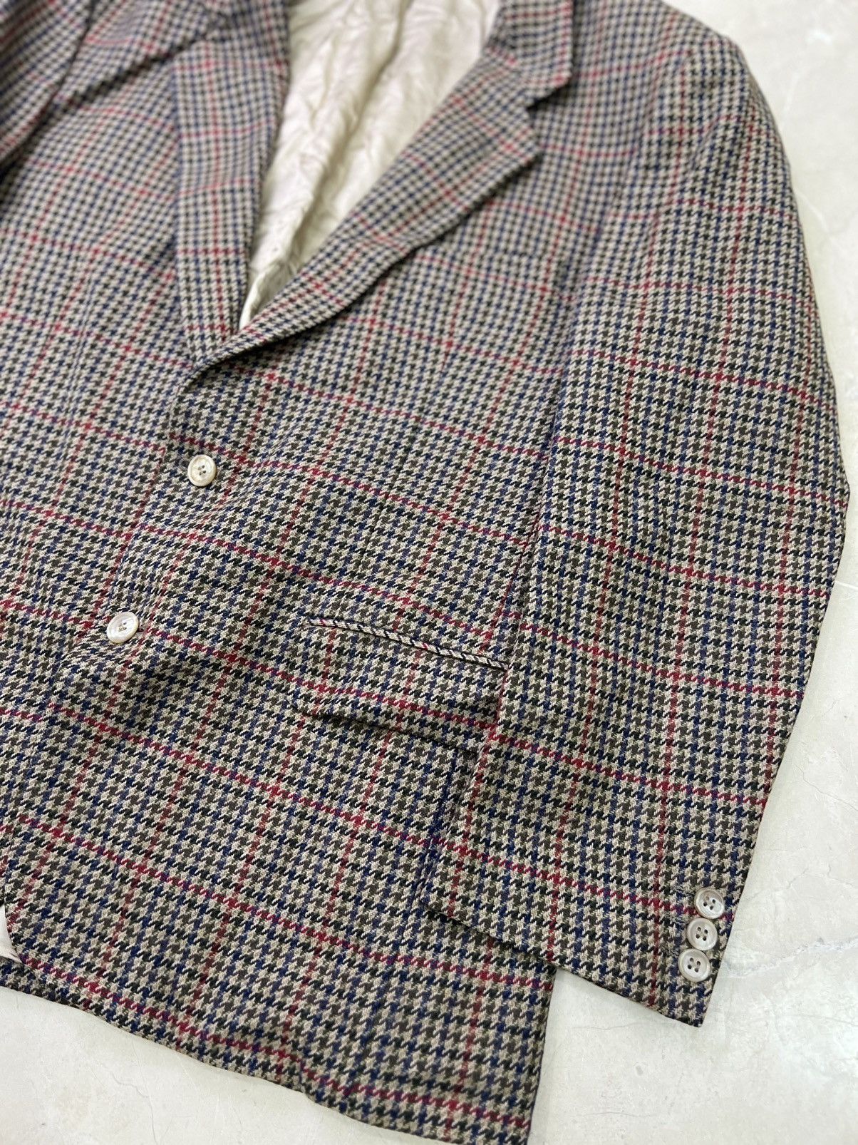 Other Vintage British Pure New Wool Houndstooth Tweed Blazer Size 50R - 5 Thumbnail
