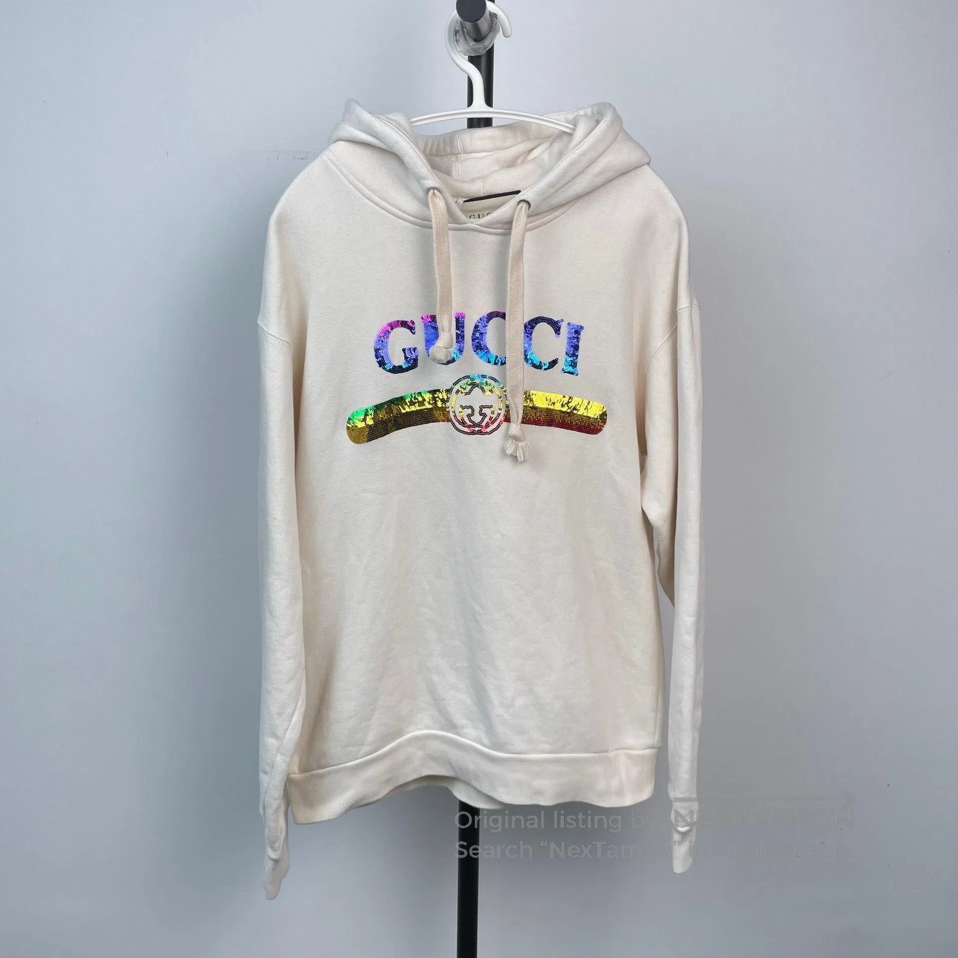 Gucci Guicci Hooded Sweatshirt with White Beads| Size US S / EU 44-46 / 1 - 1 Thumbnail