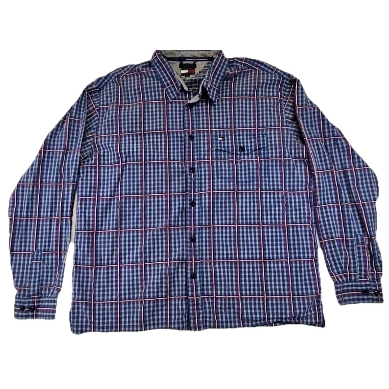 Tommy Hilfiger Tommy Jeans Shirt Mens XXL Blue Red Plaid Button-Down Classic Flag Logo Shirt Size US XXL / EU 58 / 5 - 2 Thumbnail
