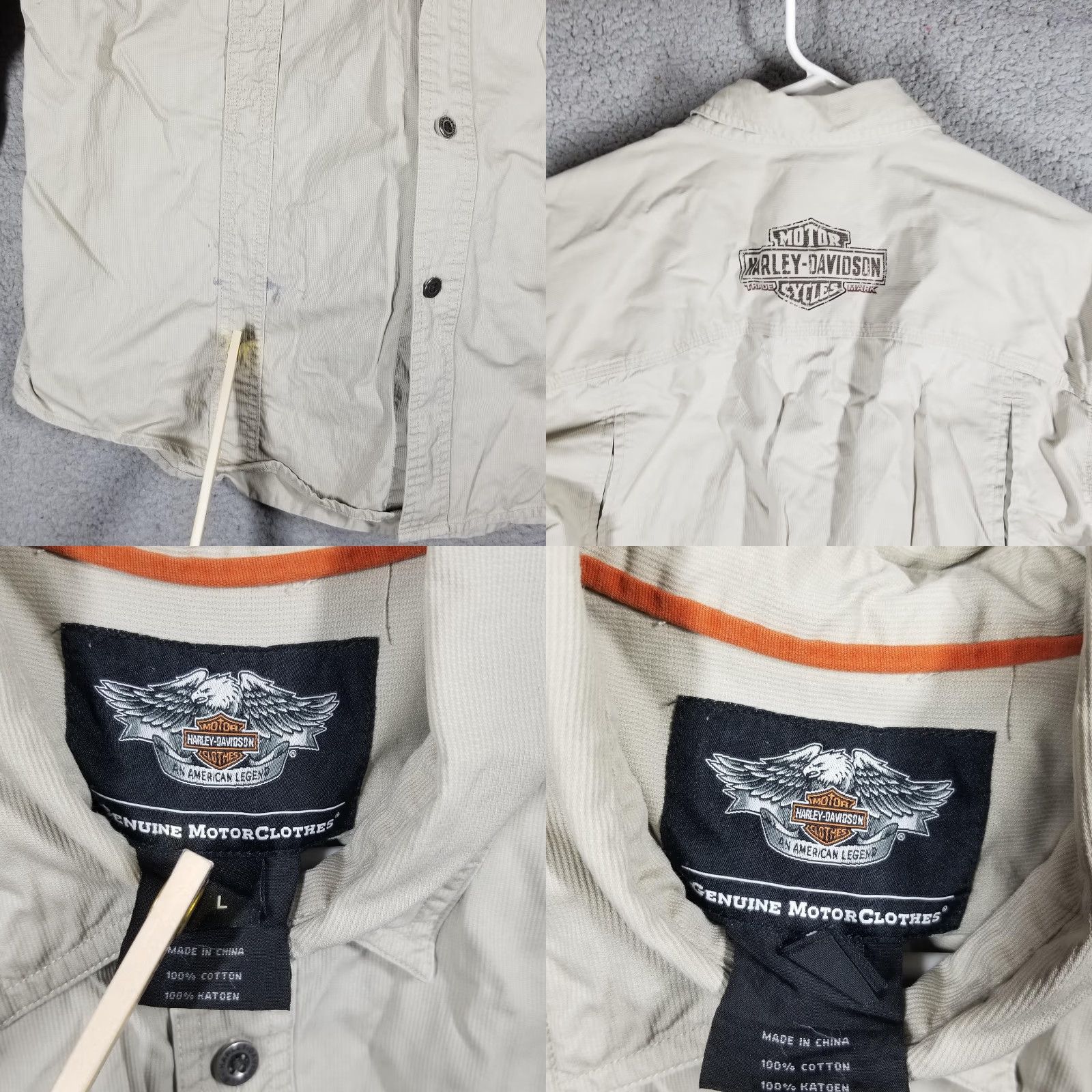 Harley Davidson Harley-Davidson Shirt Mens Large Beige Long Sleeve Button Up Embroidered Biker Size US L / EU 52-54 / 3 - 8 Thumbnail