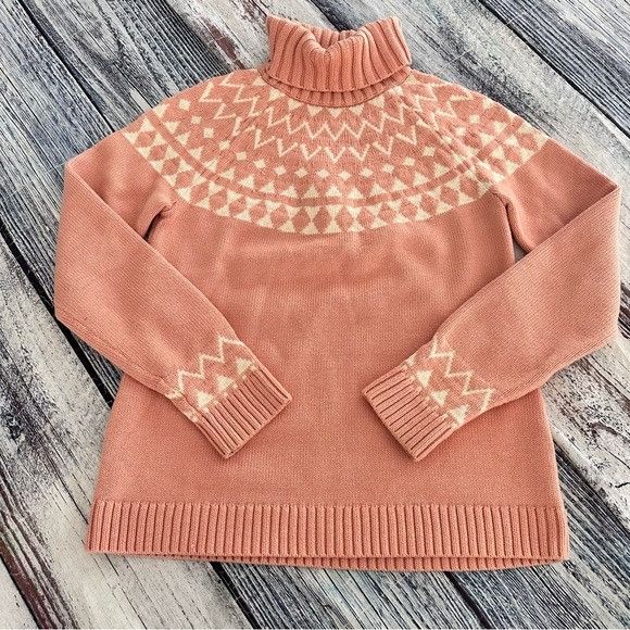 Duluth Trading Company Duluth Trading Co Women's Pink Fair Isle Turtleneck Cotton B Size S / US 4 / IT 40 - 3 Thumbnail