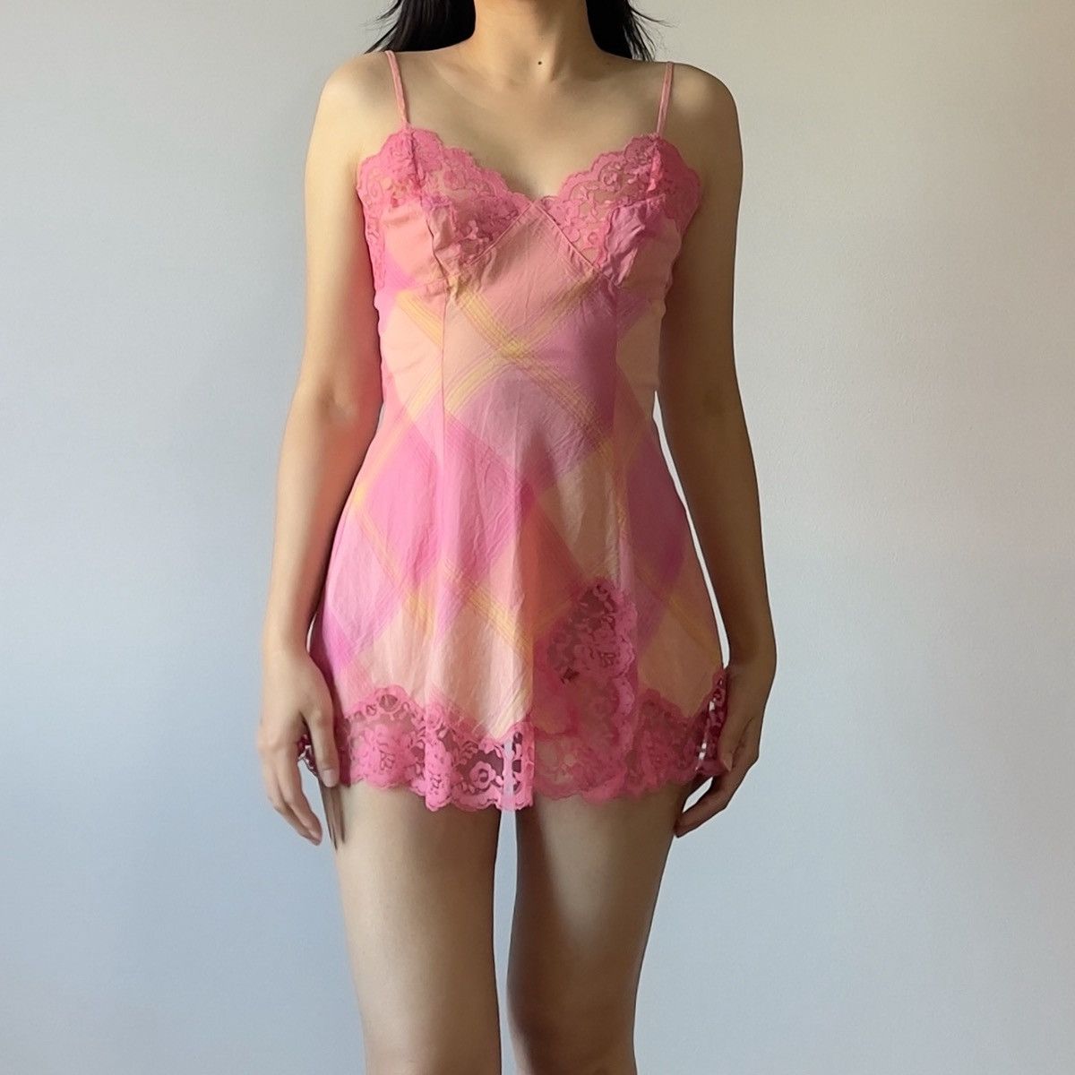 Victoria's Secret Victoria’s Secret Pink Plaid Cotton Slip Dress (XS) Size XS / US 0-2 / IT 36-38 - 4 Thumbnail