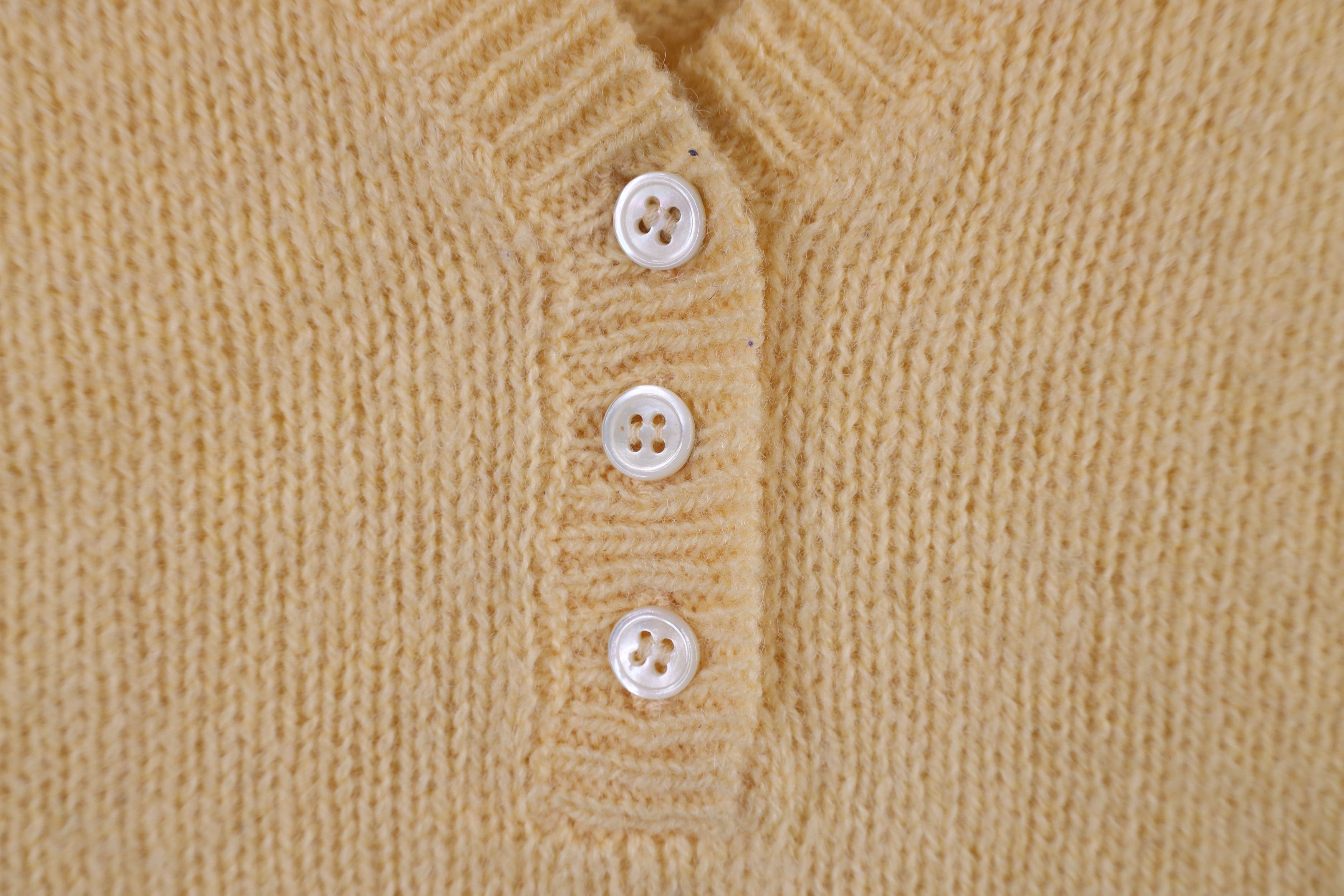 L.L. Bean × Vintage Vintage 70s LL Bean Cable Knit Henley Sweater Vest Yellow Size M / US 6-8 / IT 42-44 - 4 Thumbnail
