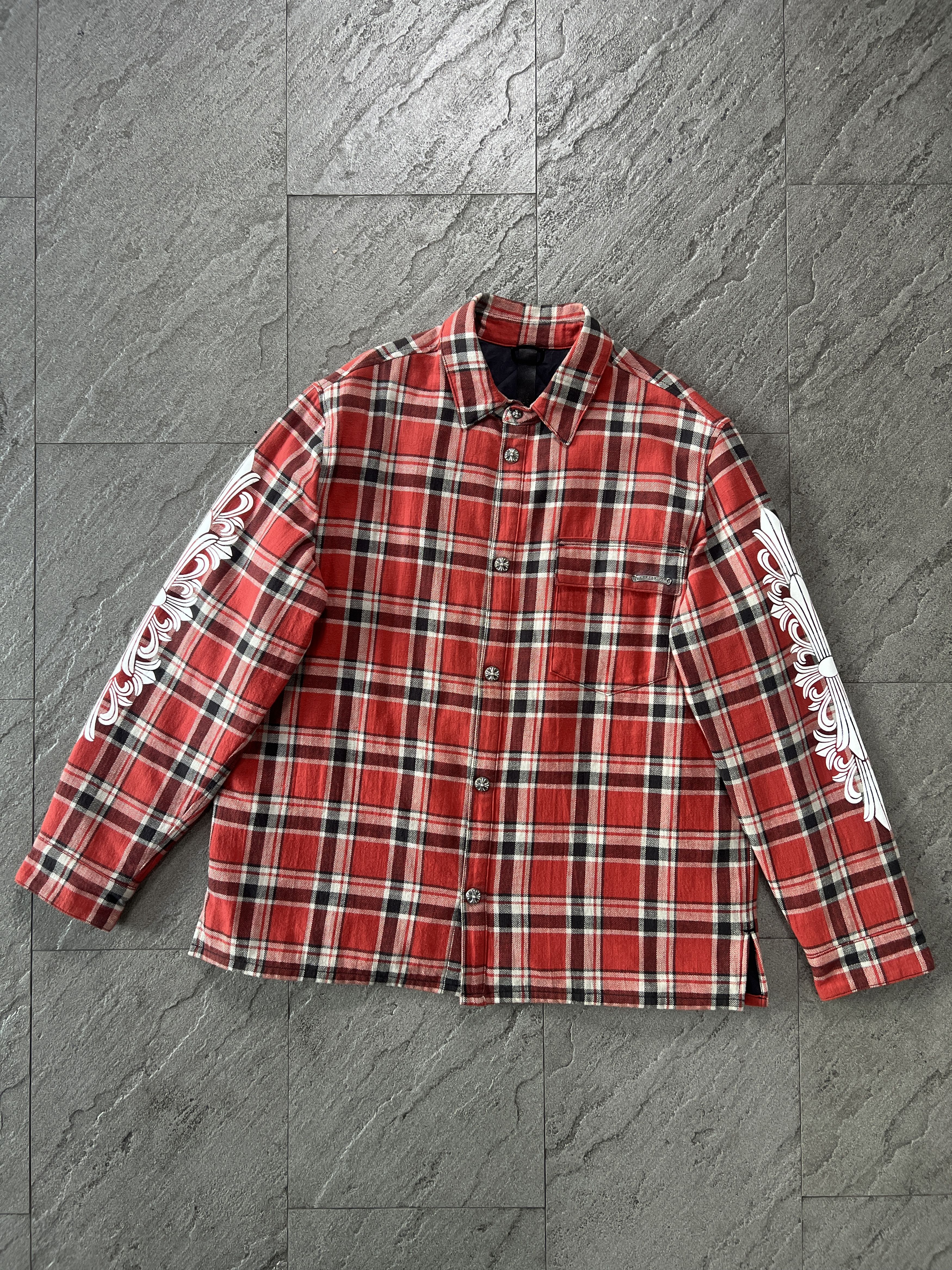 Chrome Hearts Chrome Hearts Red Plaid Cross Flannel Jacket XL Size US XL / EU 56 / 4 - 1 Thumbnail