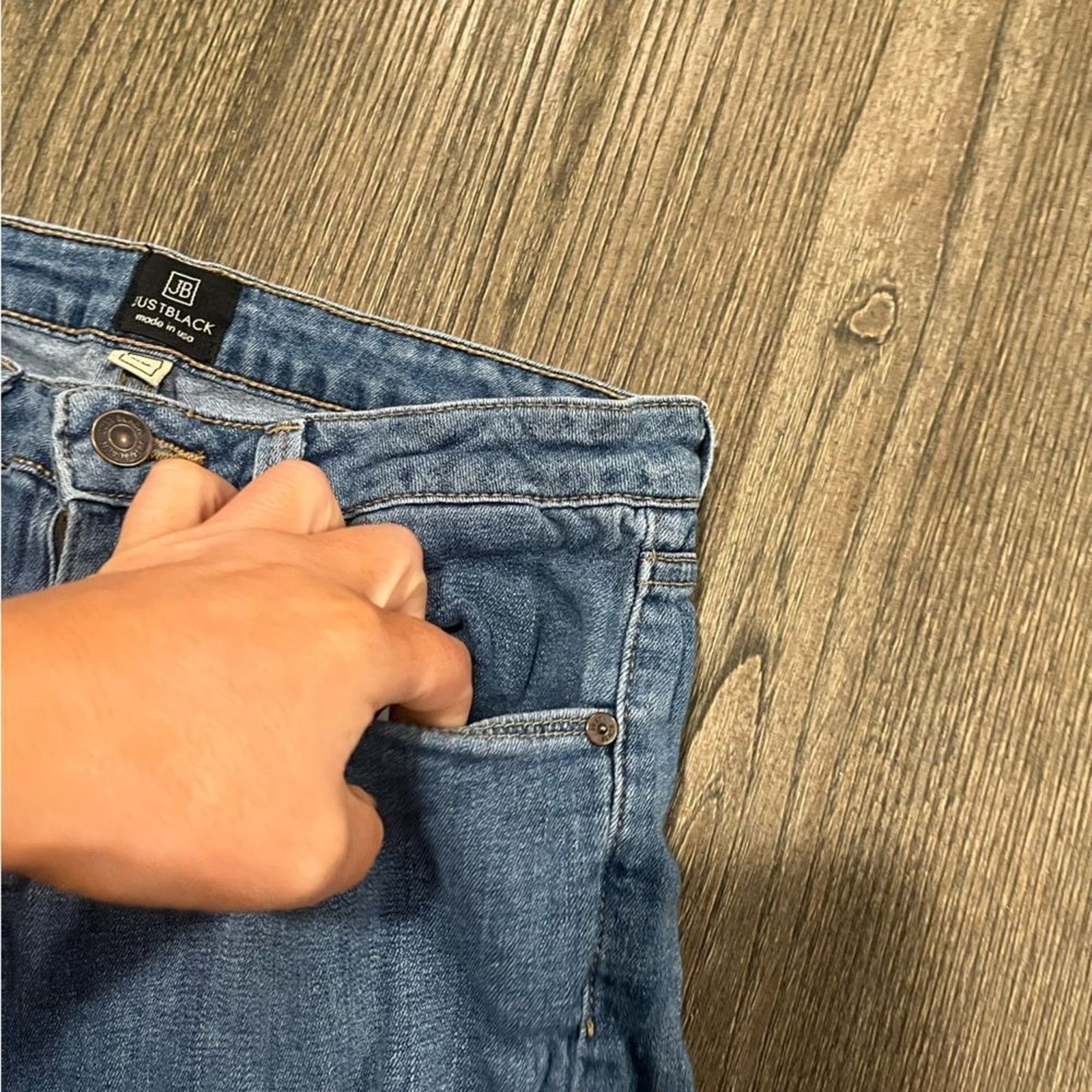 Other Just Black Denim Blue Distressed Raw Hem Skinny Jeans Sz 28 Size 28" / US 6 / IT 42 - 5 Thumbnail