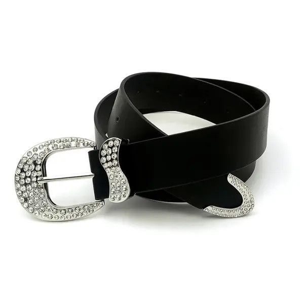 Other Black Rhinestone Buckle Belt Size ONE SIZE - 1 Thumbnail