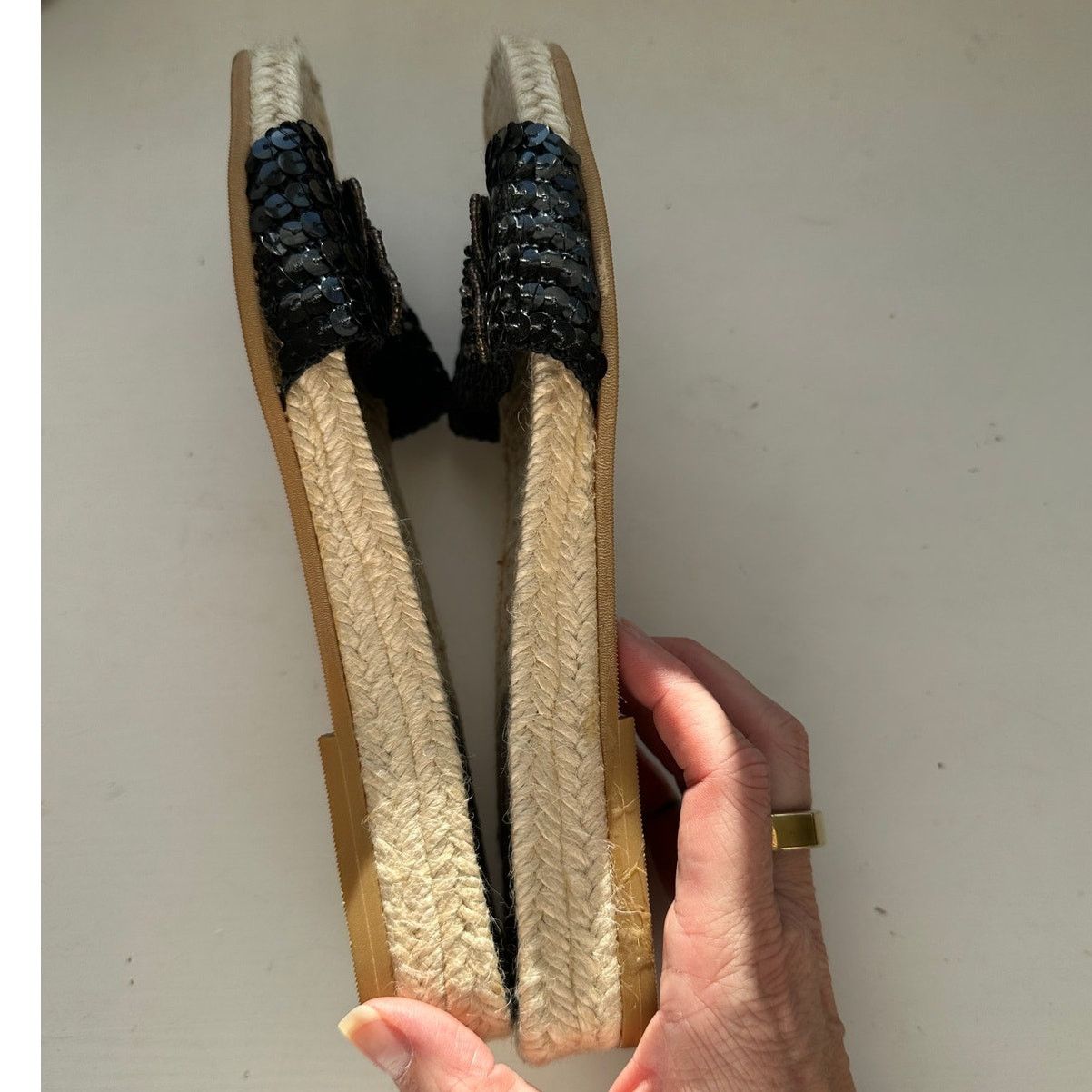 Other Rafe NY Black Sequin Butterfly Espadrille Sandal 38 / 7.5 Size US 7.5 / IT 37.5 - 10 Thumbnail
