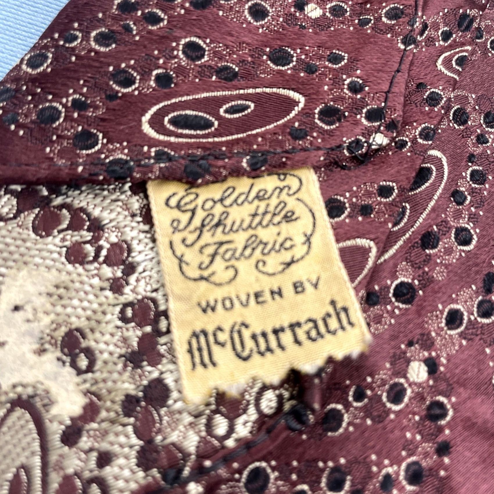 MCM VINTAGE Golden Shuttle Fabric McCurrach Tie Woven Foulard Red White Dots 4x56 Silk Neckwear Tie Men MCM Vintage Rockabilly Capsule 1940s Size ONE SIZE - 6 Thumbnail