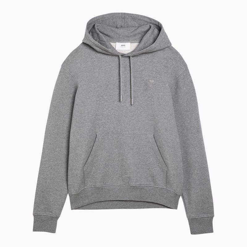 image of Ami Paris Ami De Coeur Grey Sweatshirt Hoodie, Men's (Size XL)