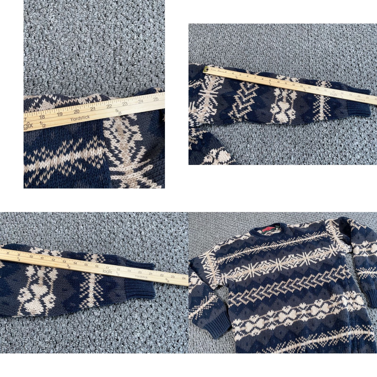 Vintage VINTAGE Nordic Snowflake Pattern Sweater Shirt Adult Large Beige Geometric Knit 90s Mens Pullover Heavyweight Size US L / EU 52-54 / 3 - 8 Thumbnail