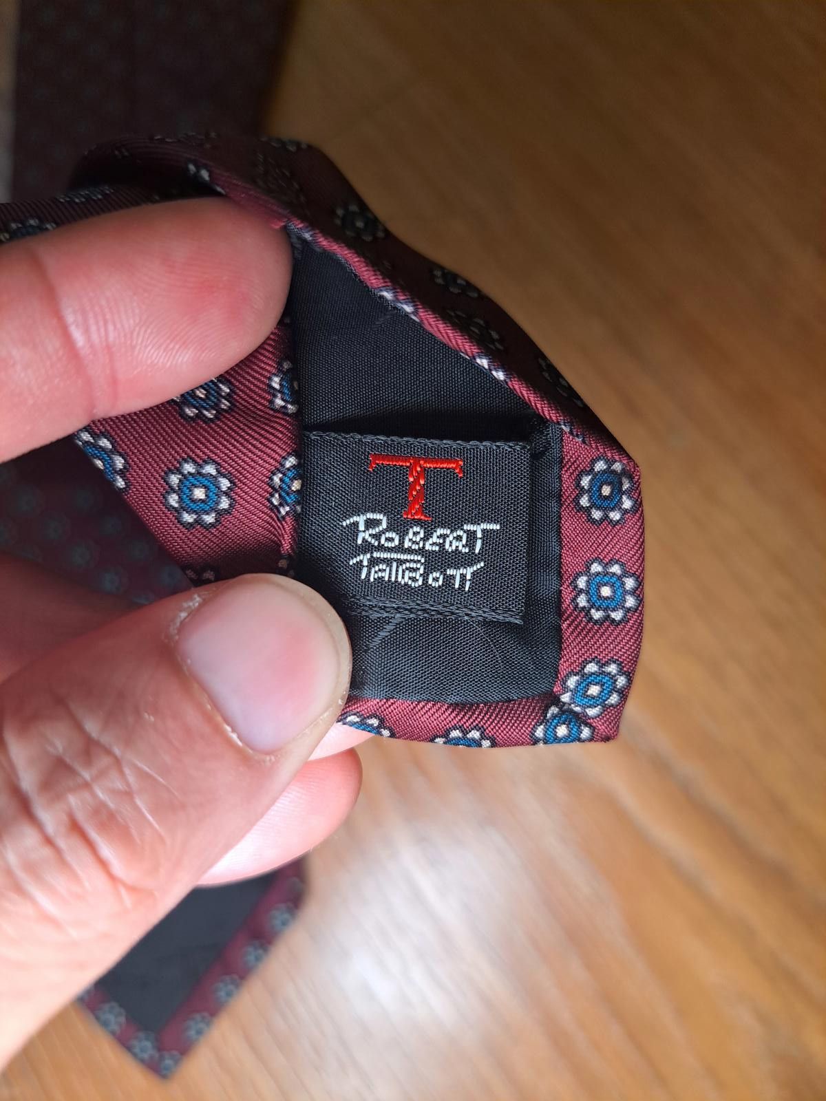 Robert Talbott VINTAGE Robert Talbott Silk Tie Burgundy Floral Handmade Size ONE SIZE - 3 Thumbnail