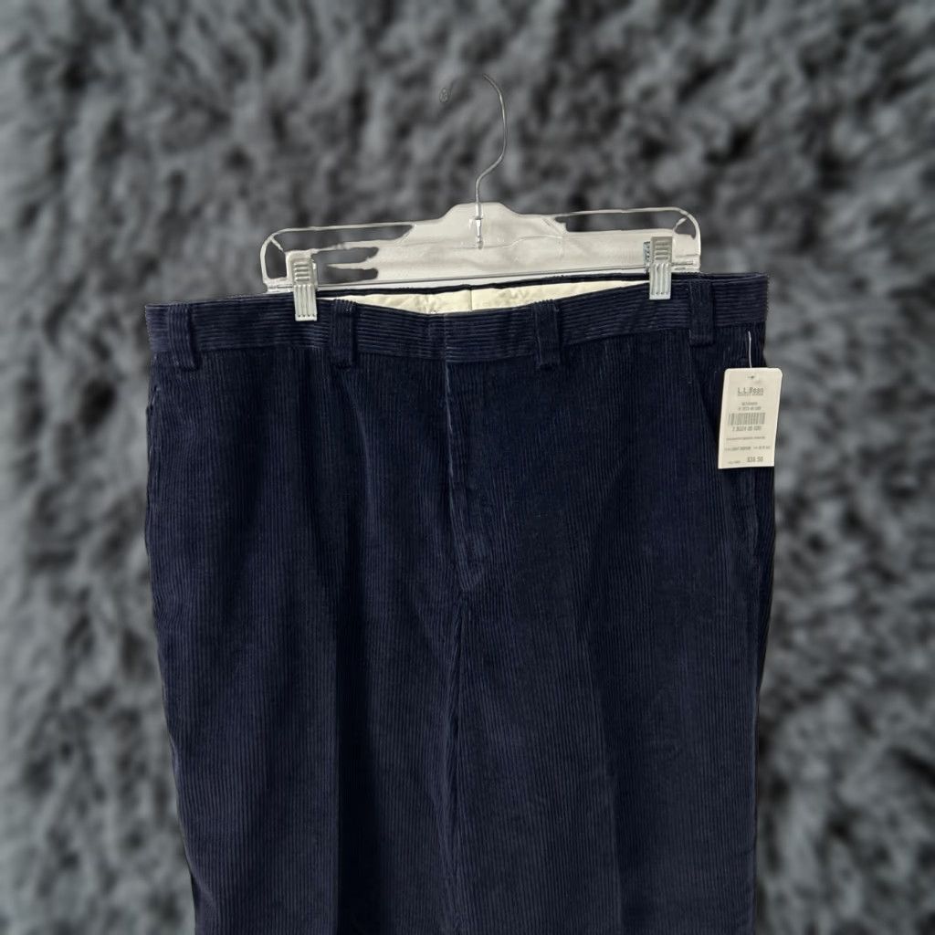Vintage LL Bean Country Corduroy Pants Mens 40x30 Navy Blue Straight Leg Trousers Side Zip 5-Pocket Classic Fit Casual Workwear Dress Pants Size US 40 / EU 56 - 1 Thumbnail