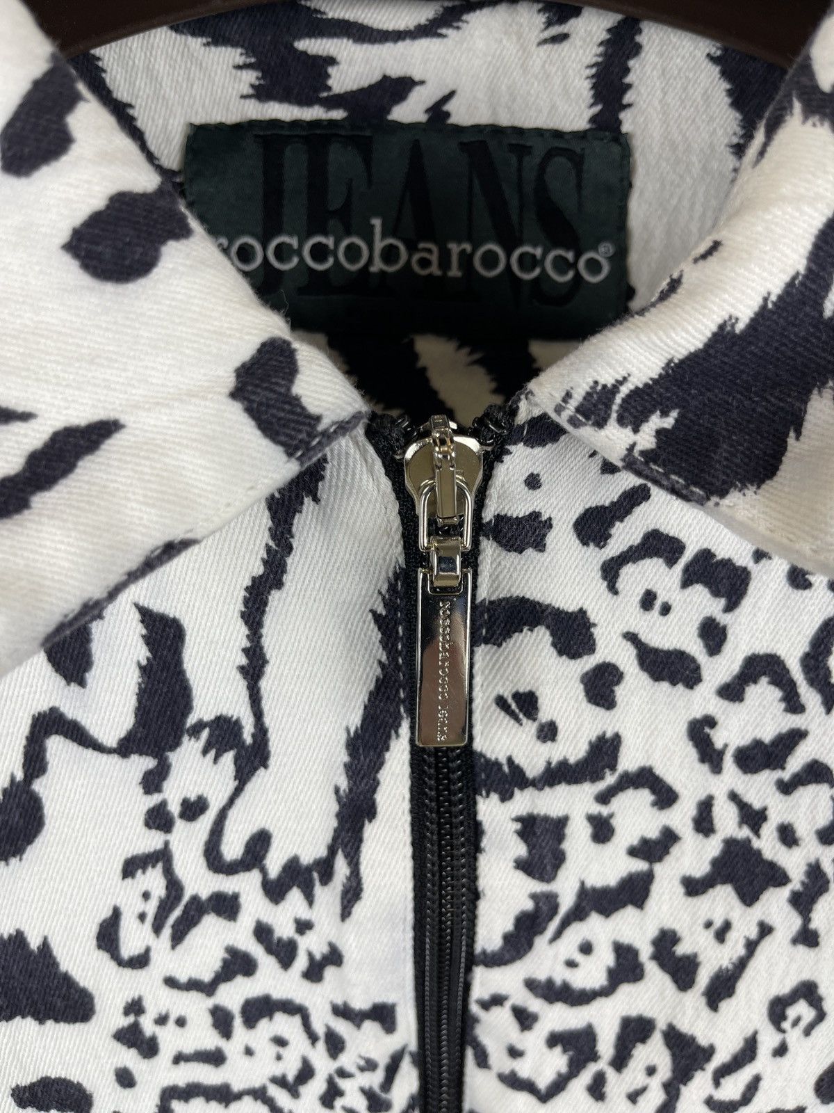 Designer Rocco Barocco Jeans colour blocked pattern denim jacket Size XXL / US 16-18 / IT 52-54 - 8 Thumbnail