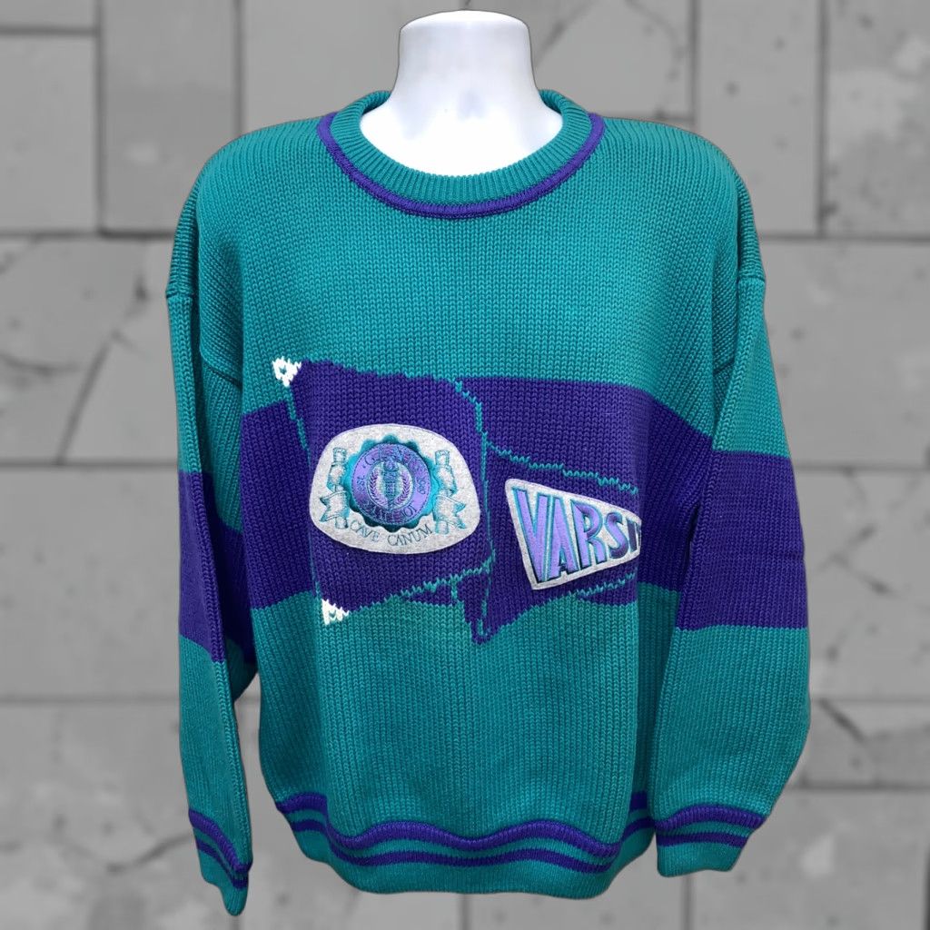 Gant VINTAGE GANT Varsity Cave Canum Crewneck Graphic Sweater Mens XL Green/Purple Crewneck Size XL Size US XL / EU 56 / 4 - 1 Thumbnail