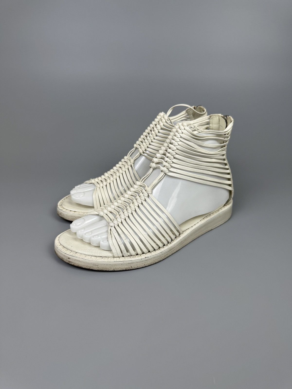 Ann Demeulemeester Ann Demeulemeester - White Braided Gladiator Sandals Size US 6 / IT 36 - 2 Thumbnail