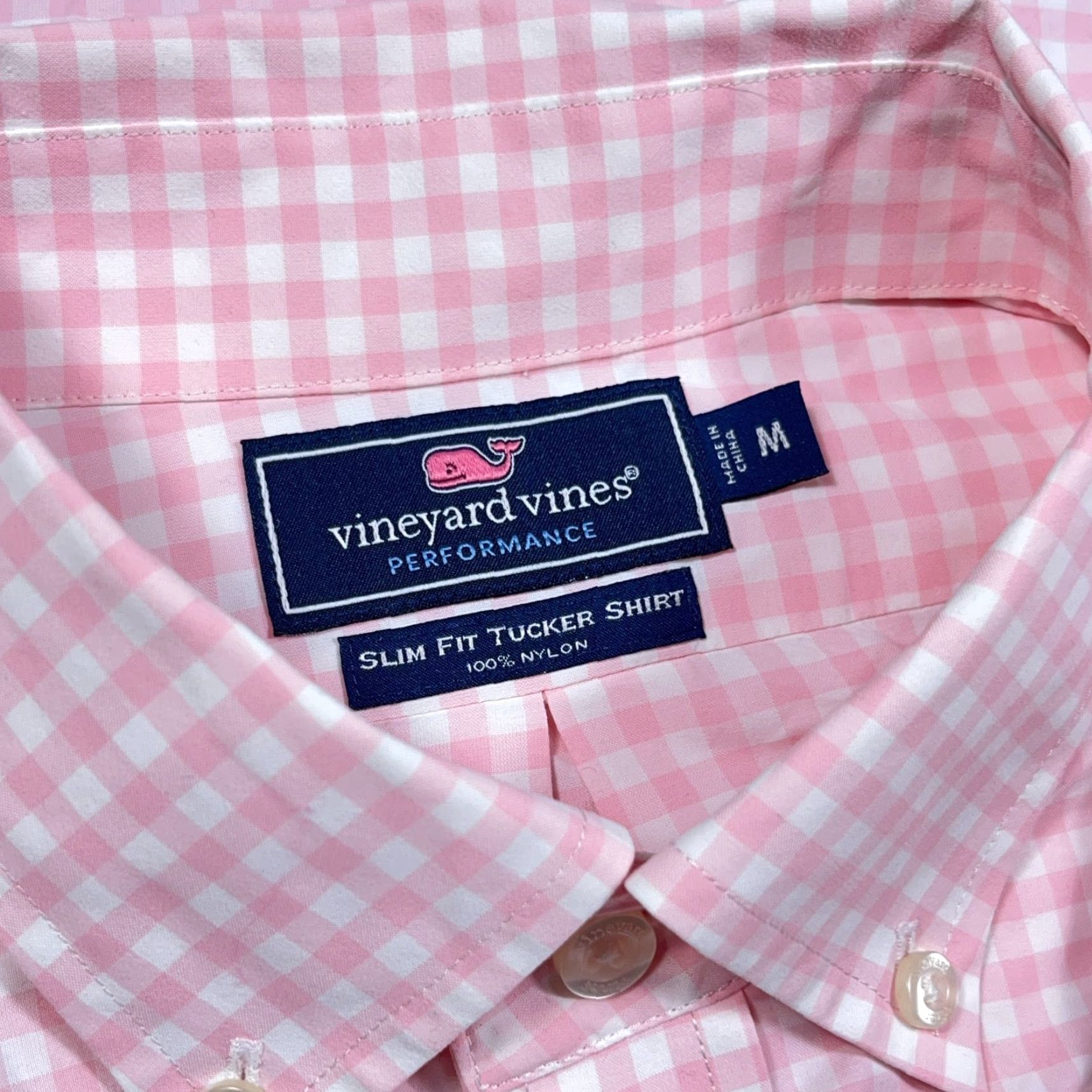 Vineyard Vines VINEYARD VINES Shirt Men Medium Pink Slim Fit Nylon Button Up Performance Check Size US M / EU 48-50 / 2 - 4 Thumbnail