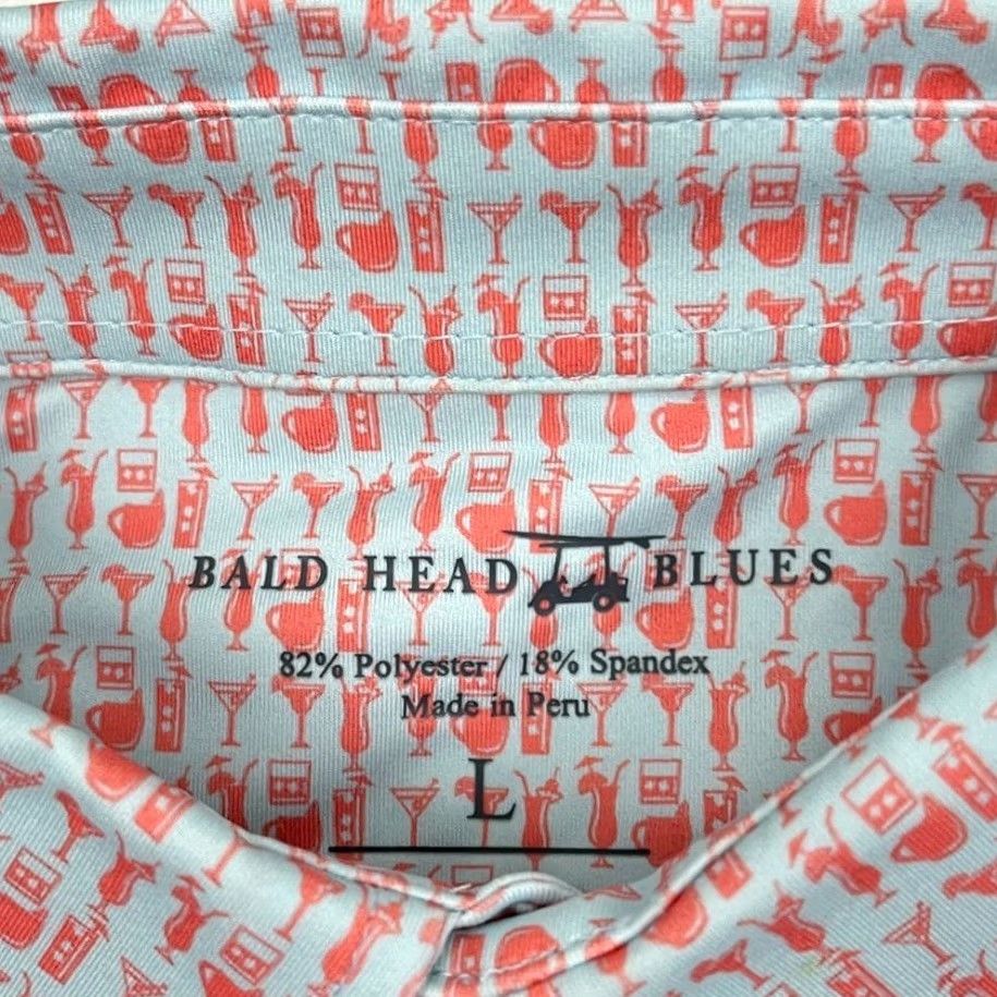 Vintage Bald Head Blues Polo Shirt Mens L Blue Martini Cocktail Alcohol Print Golf Prep Shirt Mens L Blue Martini Cocktail Alcohol Print Polo Size US L / EU 52-54 / 3 - 2 Thumbnail