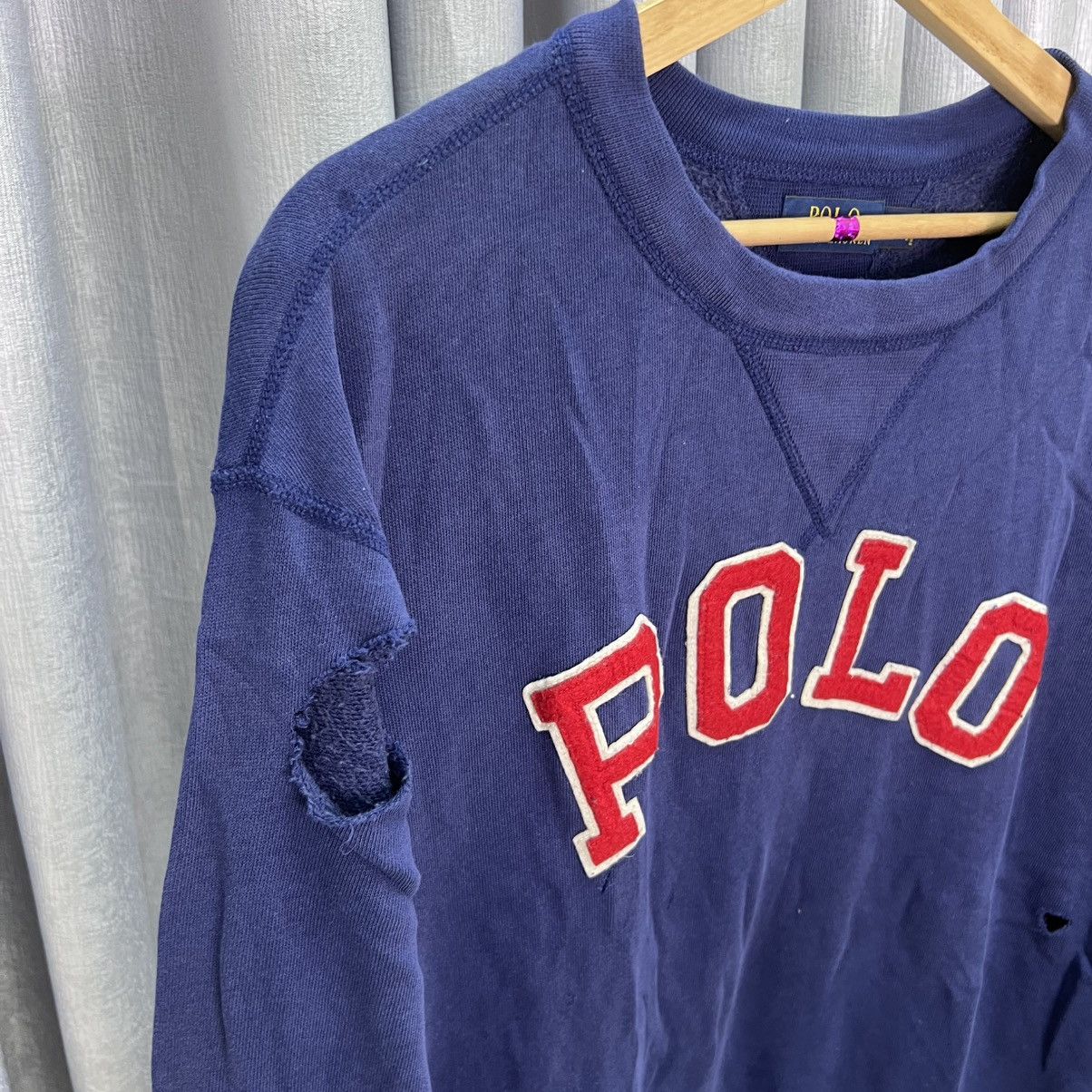 Polo Ralph Lauren Crewneck Distressed oversize Polo Ralph lauren sweatshirt Size US XL / EU 56 / 4 - 2 Thumbnail