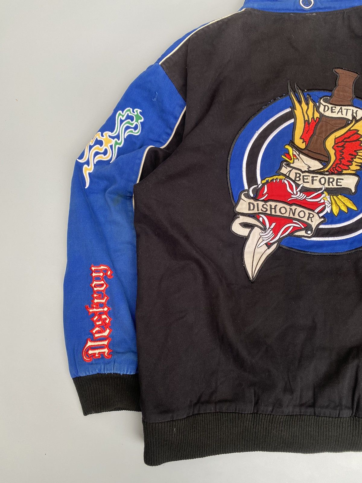 Ed Hardy × Vintage Vintage Ed Hardy Embroidered Varsity Jacket Size US XXL / EU 58 / 5 - 2 Thumbnail