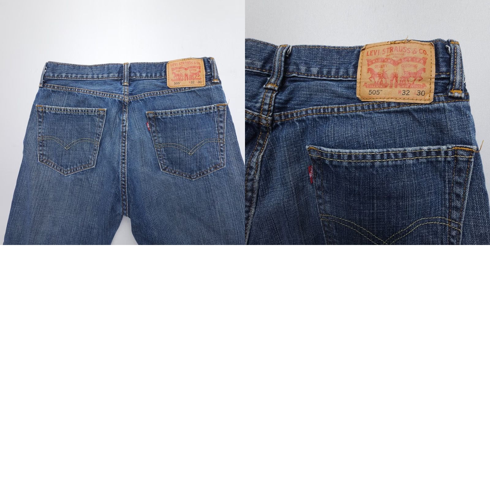 Levi's Levi's 505 Straight Jeans Mens 32 x 30 Regular Denim Blue Dark Wash 5-Pocket Logo Vintage No N/A Size US 32 / EU 48 - 8 Thumbnail