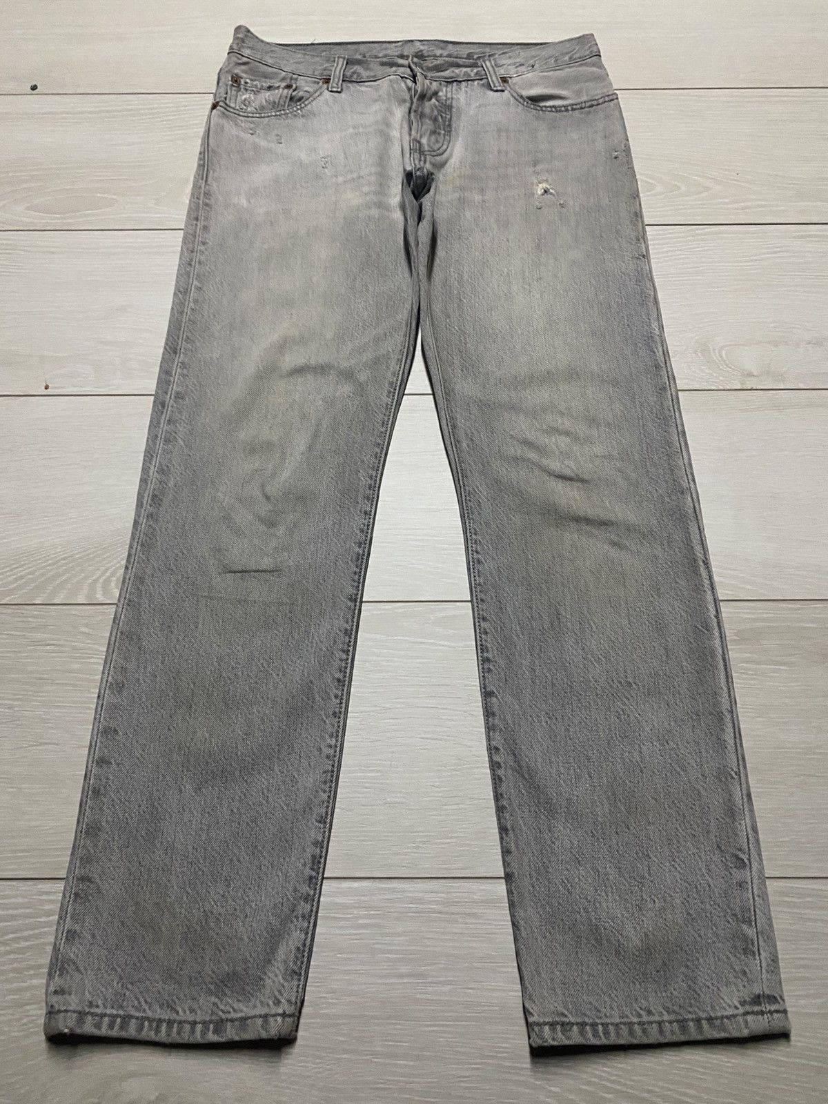 Levi's Vintage Levis 501 Ct Stone Wash Distressed Slim Jeans Size US 31 - 1 Thumbnail