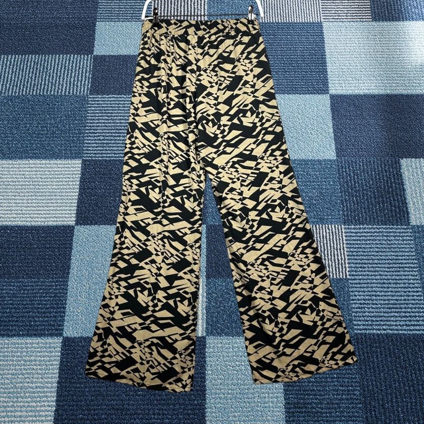 Vintage Arden B Pants Woman Small Black Tan Silk Geometric Flare Lightweight Boho Size 28" / US 6 / IT 42 - 1 Thumbnail