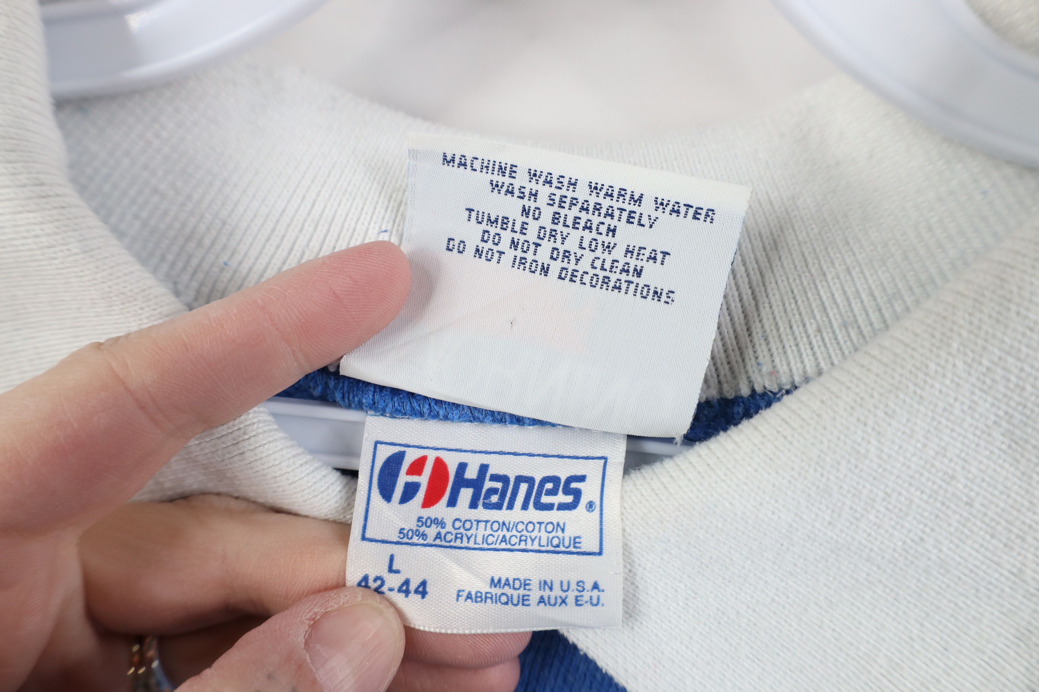 Vintage Vintage 80s Streetwear Popcorn Collared Sweatshirt Blue USA Size L / US 10 / IT 46 - 10 Thumbnail