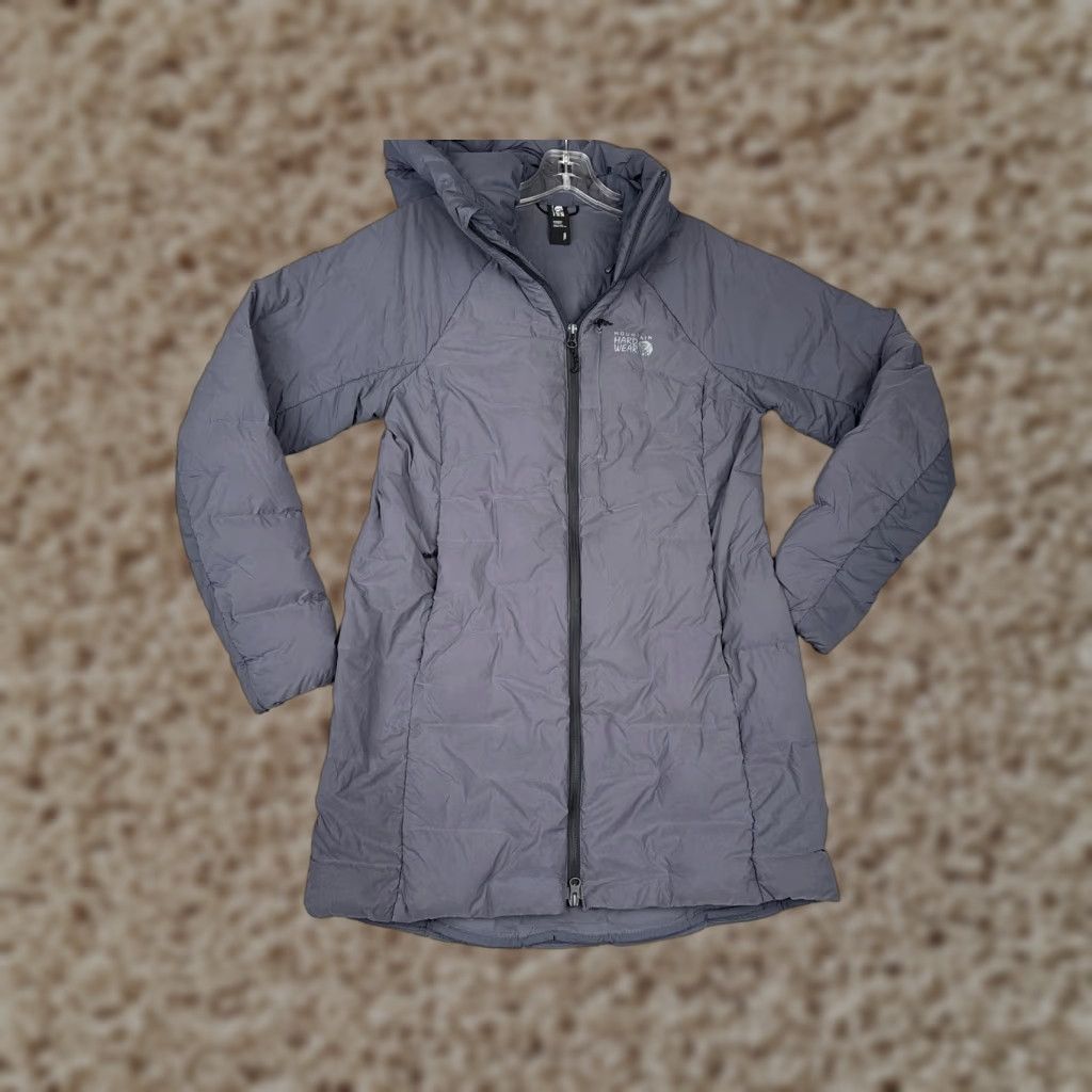 Mountain Hardwear Jacket Womens Small Gray Hooded Long Insulated Puffer Parka