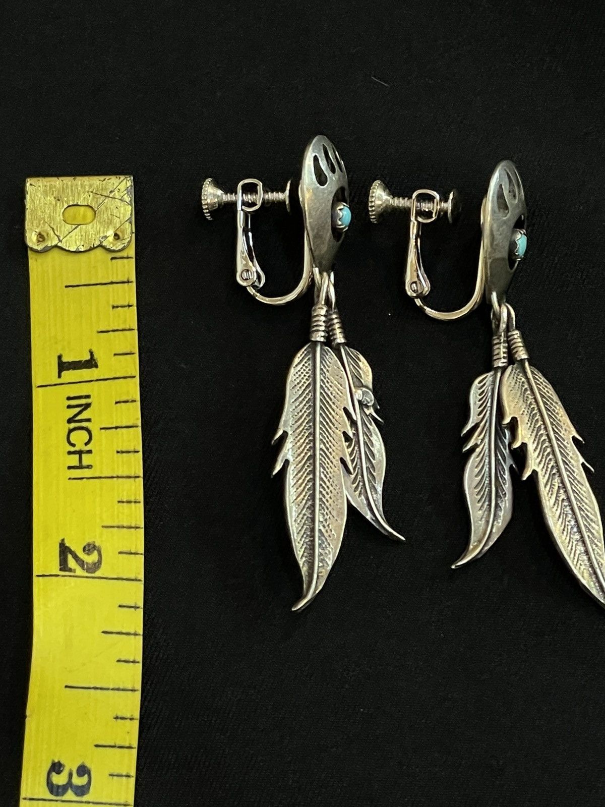 Jewelry Native American Silver Earrings -Navajo Size ONE SIZE - 5 Thumbnail