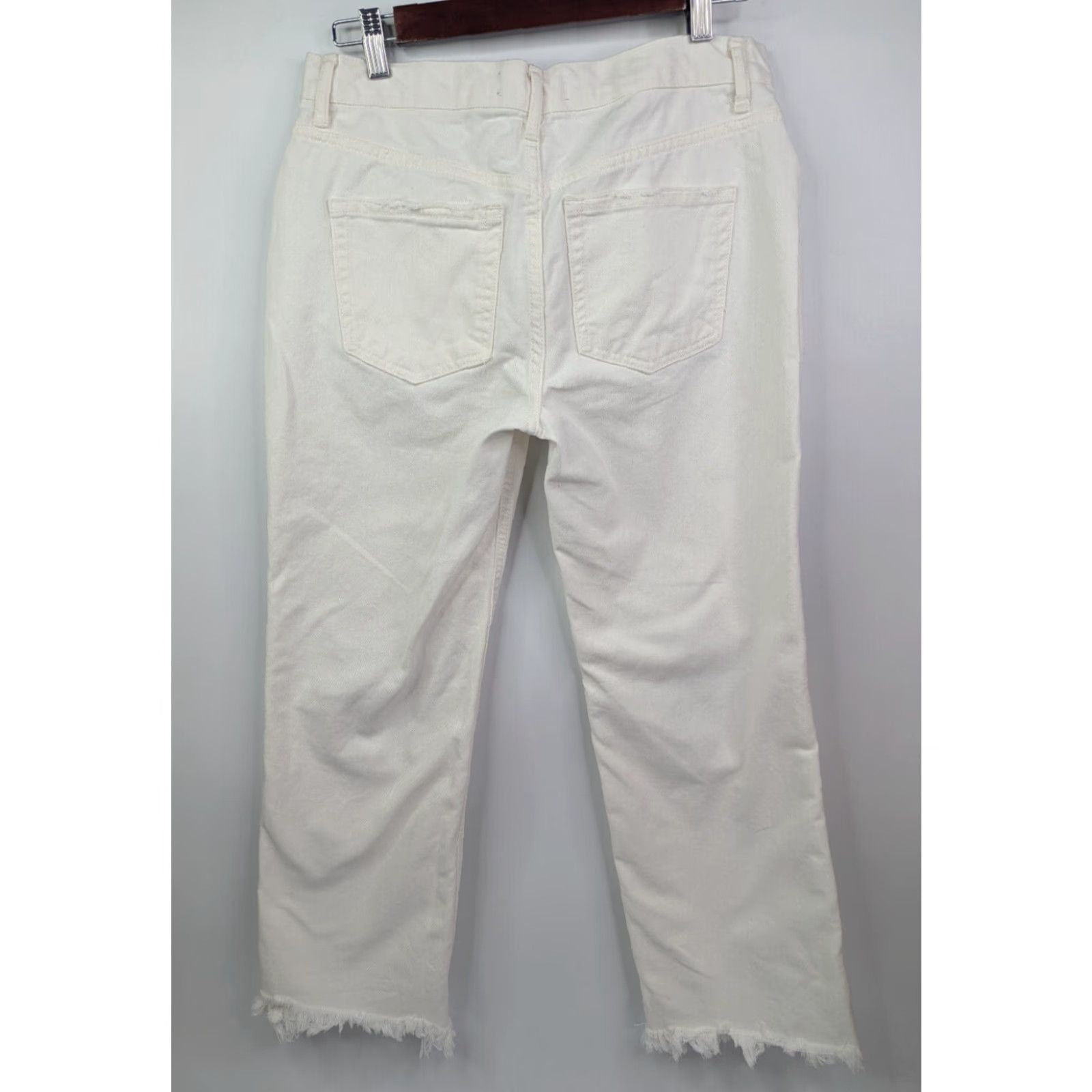 Free People Free People X We The Free 27 Maggie Mid Rise Straight Jeans Raw Hem Optic White Womens Jeans 27 Modern Classic Straight OB1160849 Size 27" / US 4 / IT 40 - 5 Thumbnail