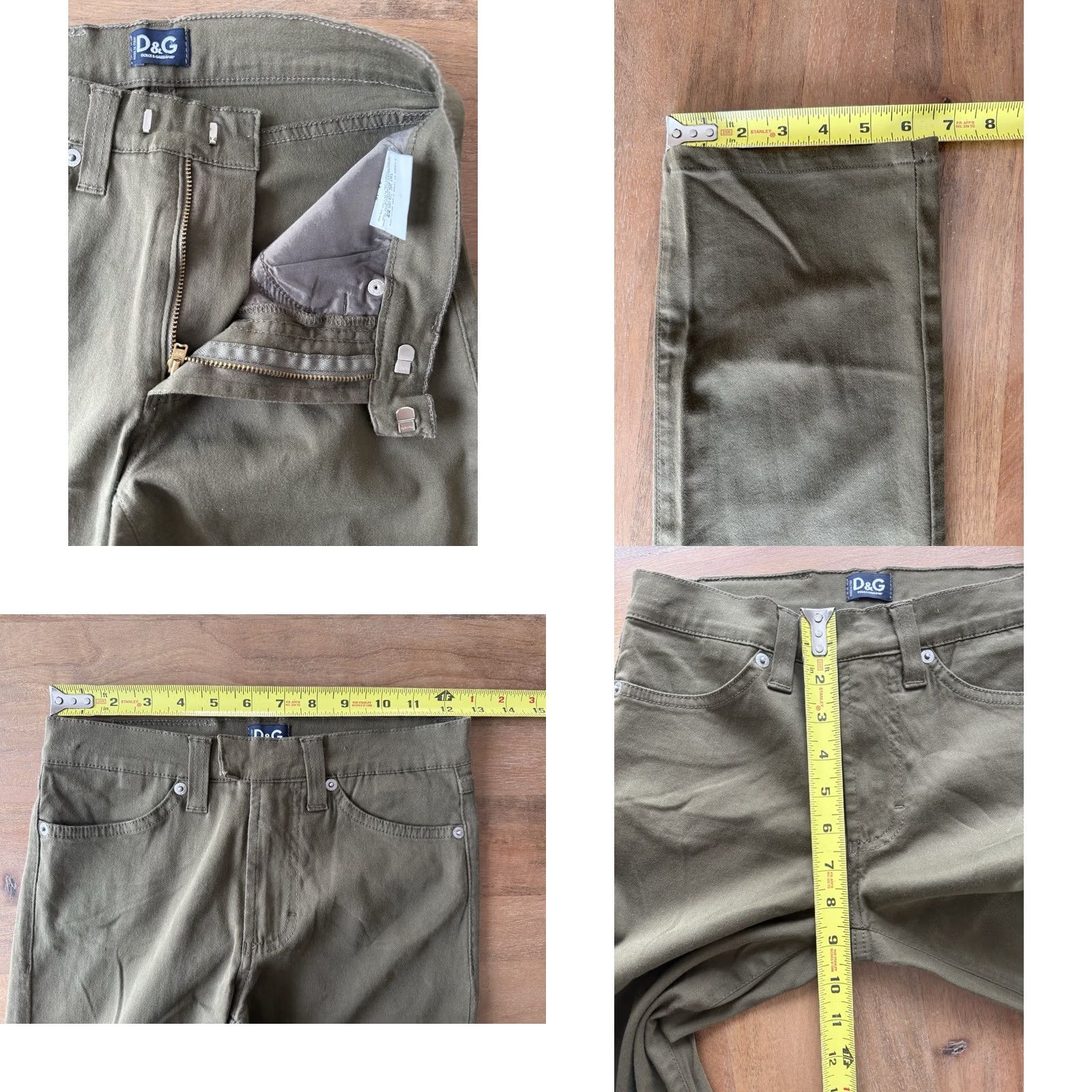 Dolce & Gabbana VINTAGE Dolce&Gabbana Slim Straight Pants Womens 26x31 Green Chino Logo Zipper Pocket Casual City 90s Mens Women Girls Size 26" / US 2 / IT 38 - 8 Thumbnail