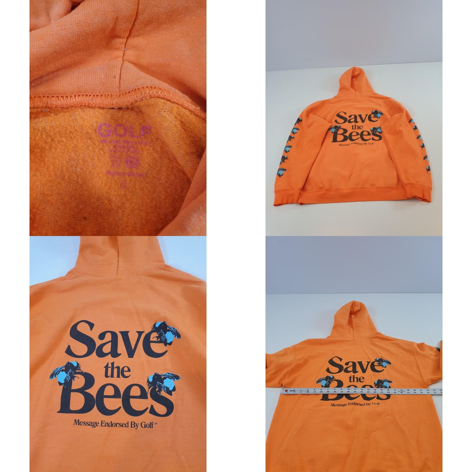Golf Wang VINTAGE Golf Wang Flower Boy Hoodie Mens L Orange Save the Bees Pullover Graphic Bee Size US L / EU 52-54 / 3 - 8 Thumbnail
