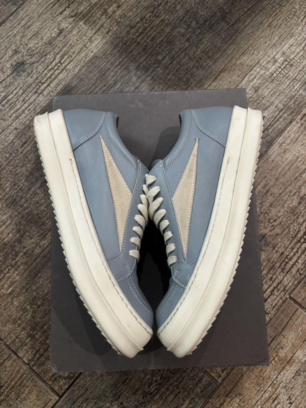 Rick Owens Blue Leather Vintage Low Sneakers Size US 8.5 / EU 41-42 - 3 Thumbnail