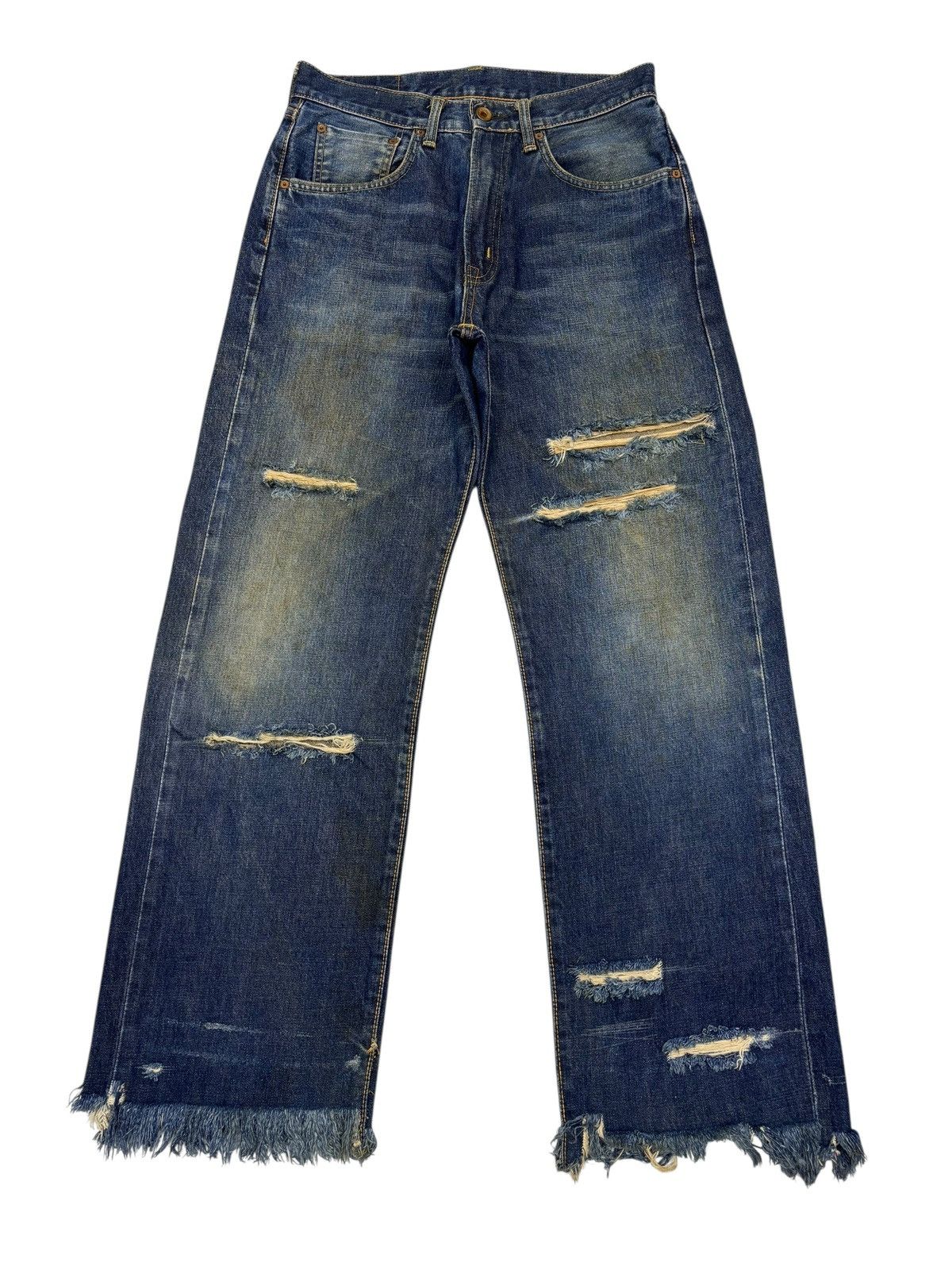 Edwin Edwin 505 Crazy Ripped Distressed Selvedge Denim Jeans Size US 30 / EU 46 - 9 Thumbnail