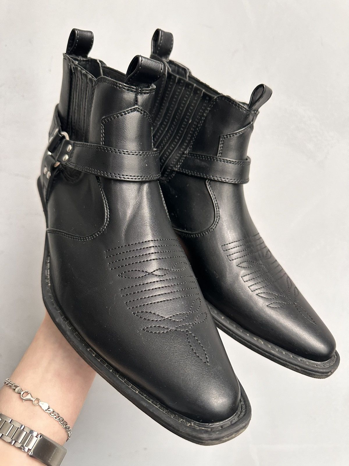 Western Rise VINTAGE BOOTS LEATHER AS 98 COWBOYS GUIDI WESTERN STYLE GOA Size US 7.5 / EU 40-41 - 3 Thumbnail