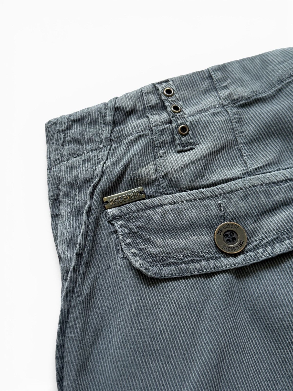 Just Cavalli 2000s Cavalli Corduroy Bondage Cargo Pants Size US 30 / EU 46 - 8 Thumbnail