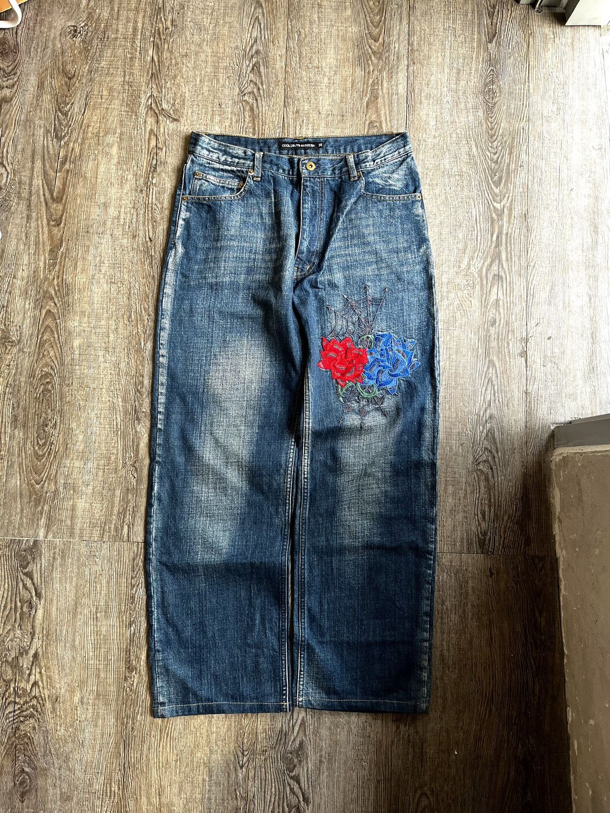 Y2K BAGGY PANTS COOL DRIVE STRIKER EMBROIDERY VINTAGE