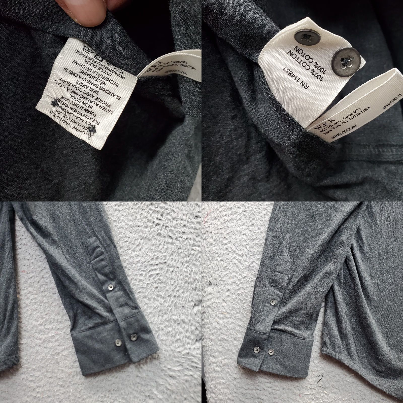 Vintage WRK Reworked Shirt Mens XXL Dark Gray Poplin Knit Paneled Button Down Size US XXL / EU 58 / 5 - 8 Thumbnail