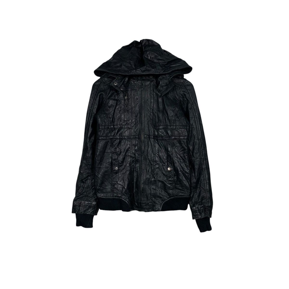 Tommy Hilfiger HILFIGER DENIM Sheepskin Leather Hooded Jacket #2561-C116 Size S / US 4 / IT 40 - 1 Thumbnail