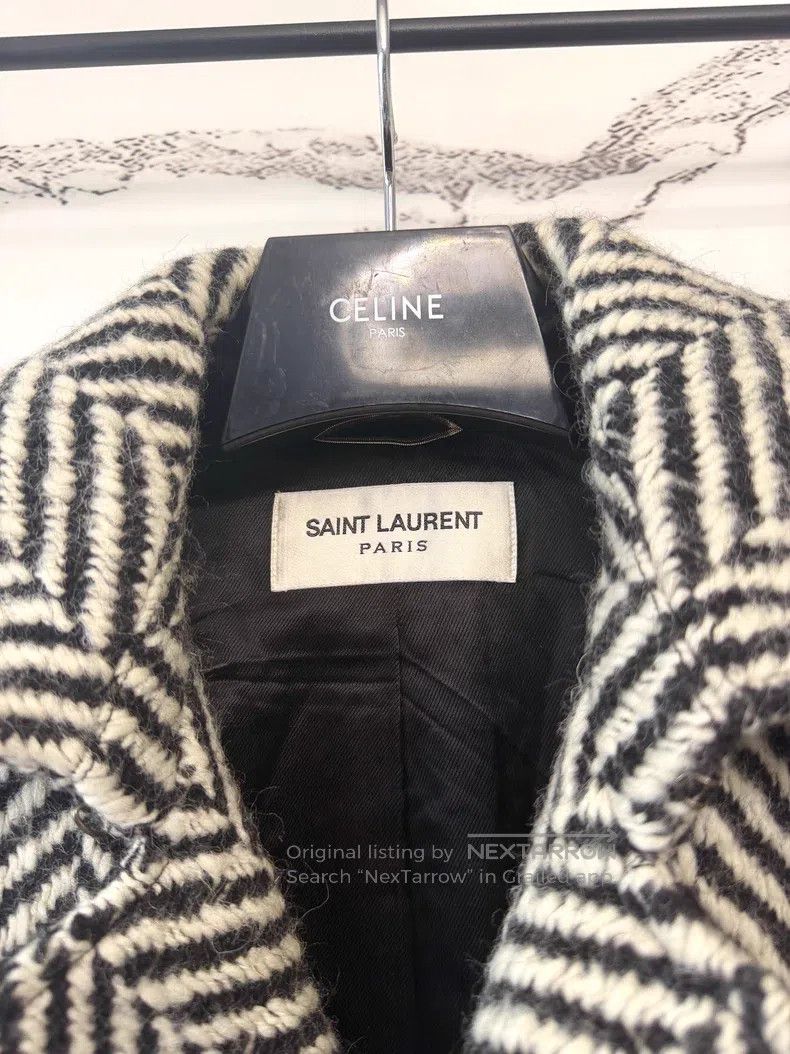 Saint Laurent Paris Saint Laurent Paris Black and White Herringbone Woolen Coa Size US S / EU 44-46 / 1 - 3 Thumbnail