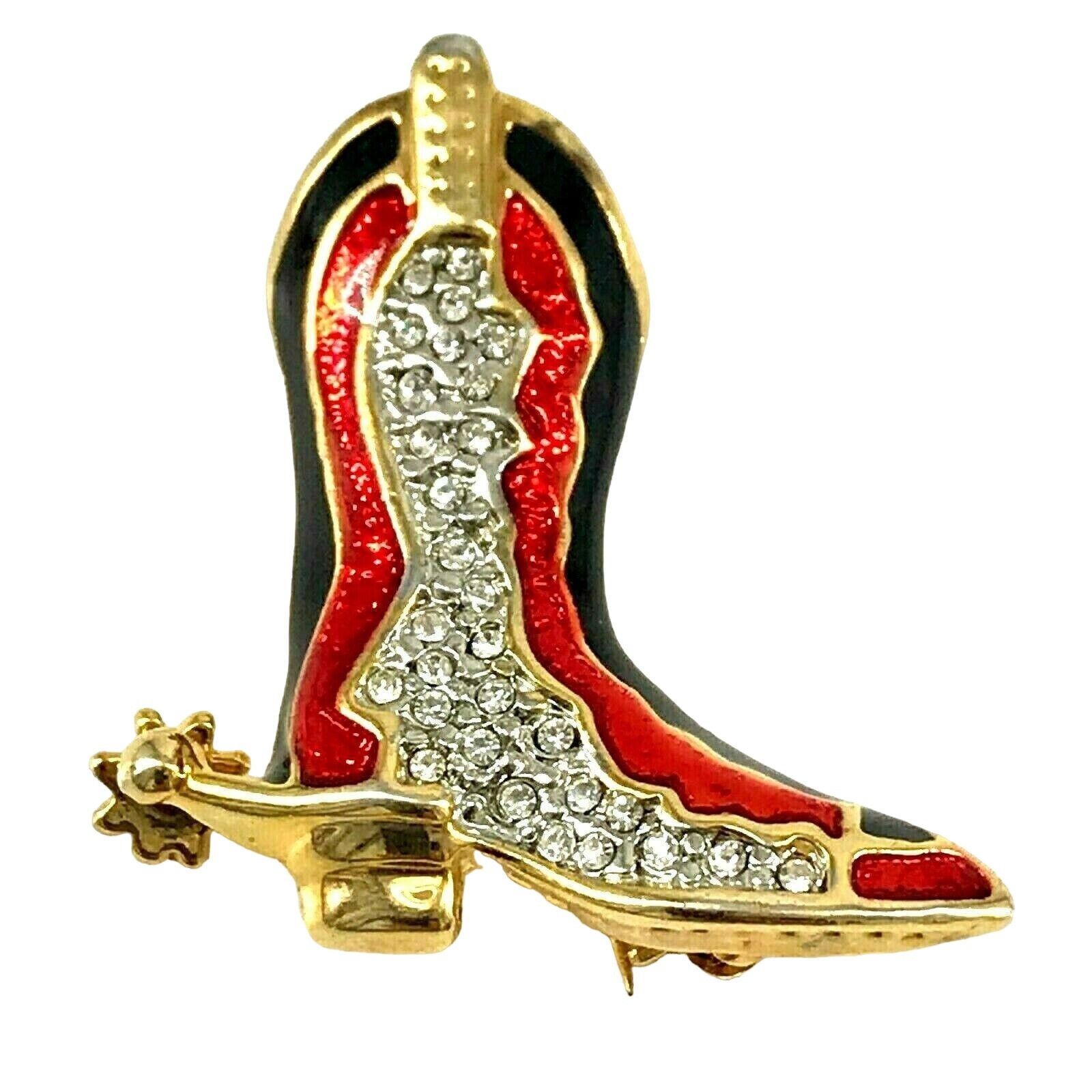 Other Rhinestone Cowboy Boot Brooch Rodeo Cowgirl Western Horse Ra Size ONE SIZE - 1 Thumbnail
