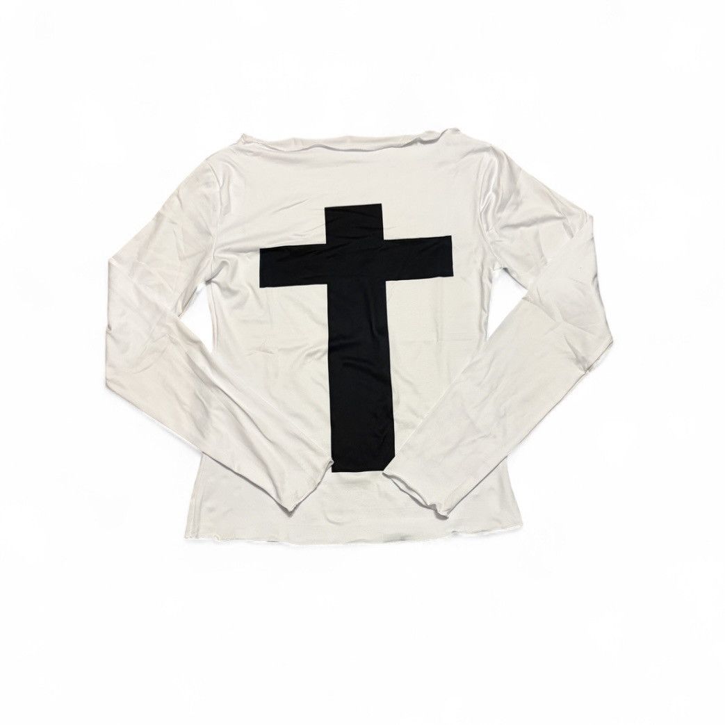 Japanese Brand Black Cross White Shirt Women Opium Goth Dark Long Sleeve Size M / US 6-8 / IT 42-44 - 1 Thumbnail