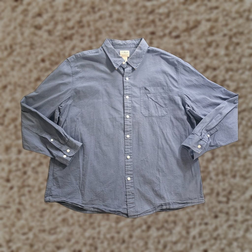 Vintage LL Bean Shirt Mens XL Blue Button Long Sleeve Traditional Career Classic Size US XL / EU 56 / 4 - 1 Thumbnail