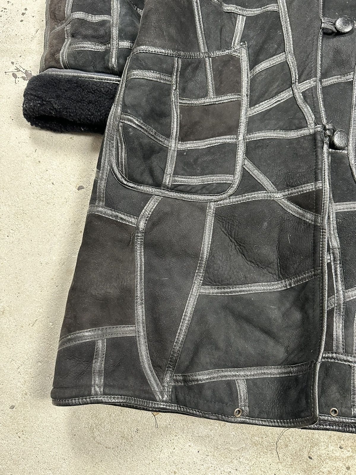 Leather × Vintage ‼️ Vintage 90s Black Leather Patchwork Coat Jacket Hooded Size US L / EU 52-54 / 3 - 3 Thumbnail
