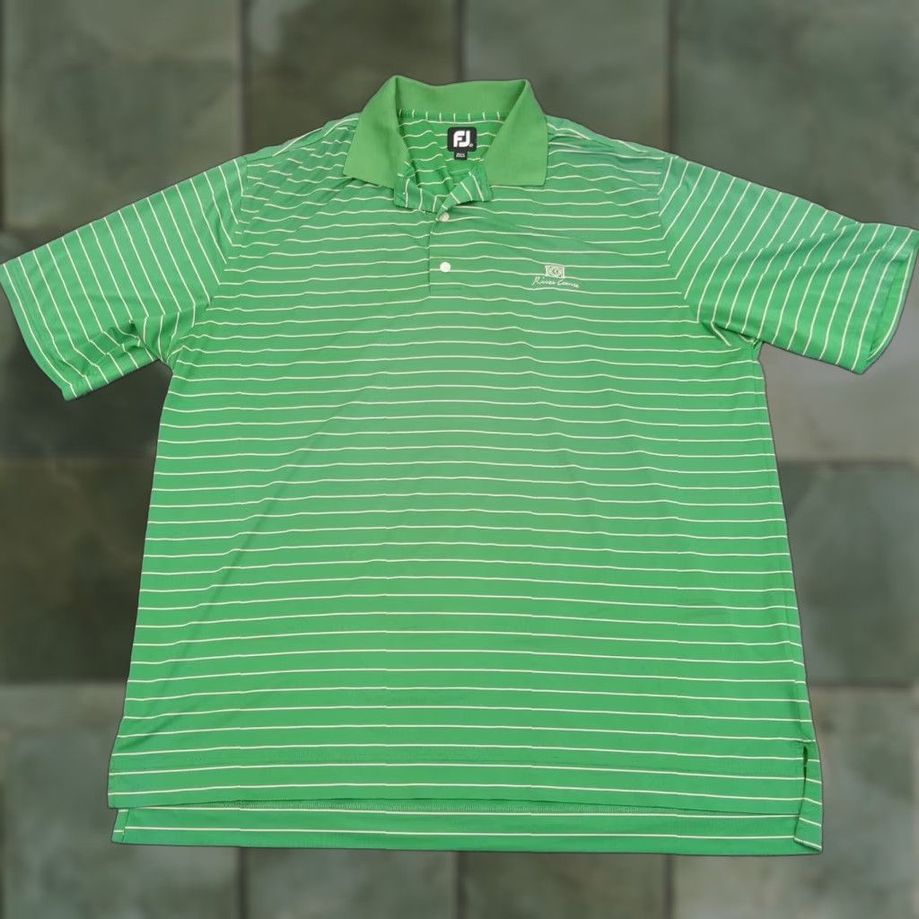 Footjoy Footjoy Polo Shirt Men 2XL XXL Green White Striped Short Sleeve Stretch Casual Polo Size US XXL / EU 58 / 5 - 1 Thumbnail