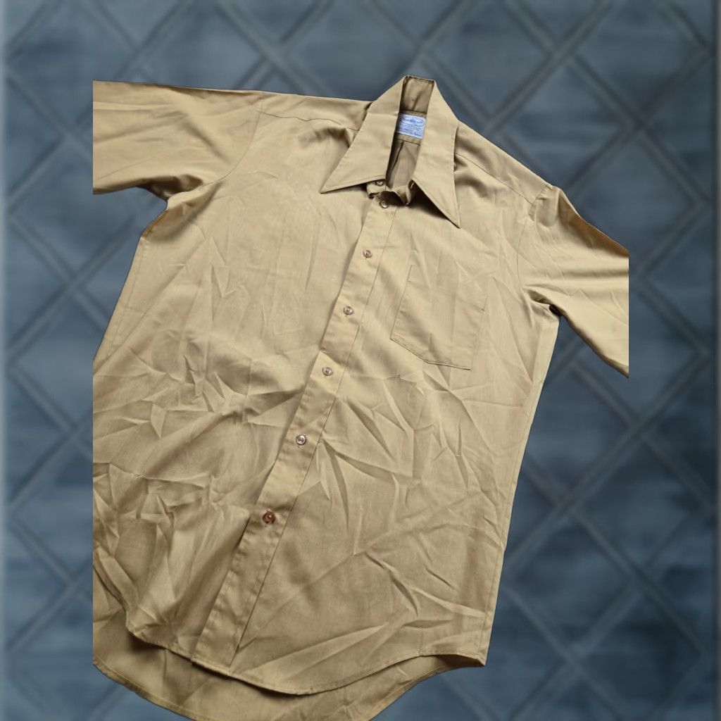 Vintage VINTAGE TownCraft Shirt Medium 14.5 Short Sleeve Point Collar Yellow 70s Rockabilly Mens Size US M / EU 48-50 / 2 - 1 Thumbnail