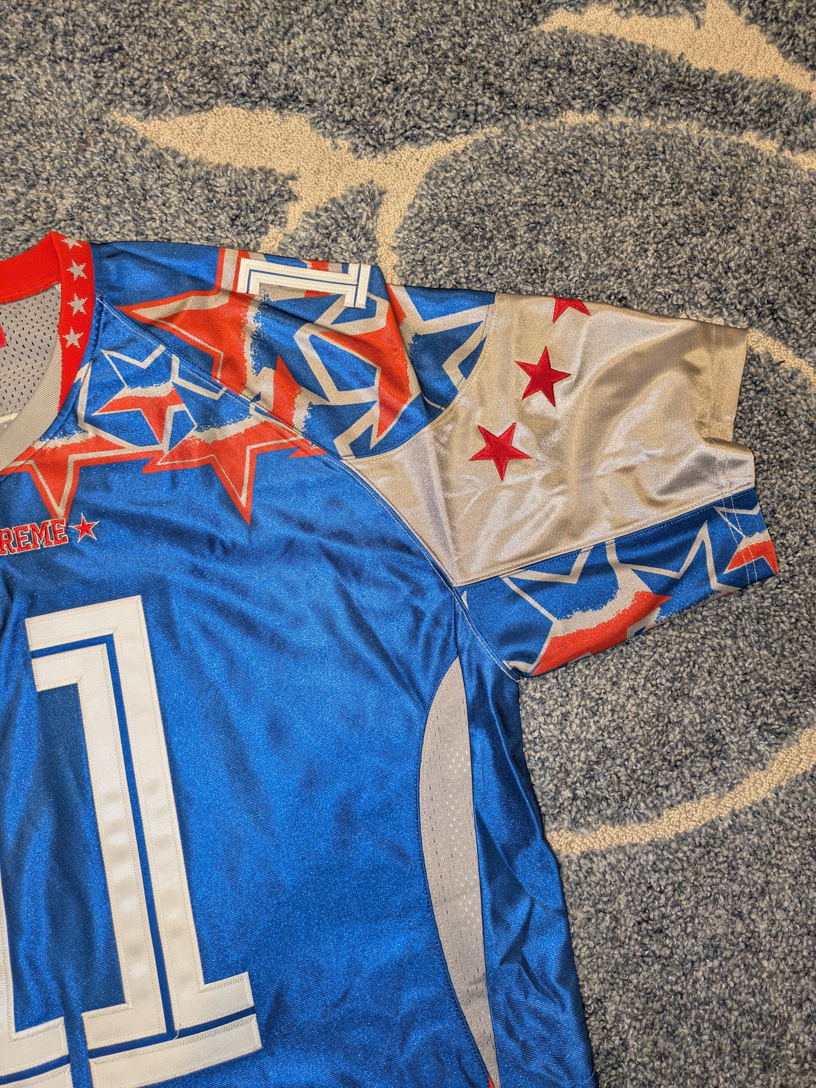 Supreme Supreme Stars Football Jersey Royal Blue Size US L / EU 52-54 / 3 - 4 Thumbnail