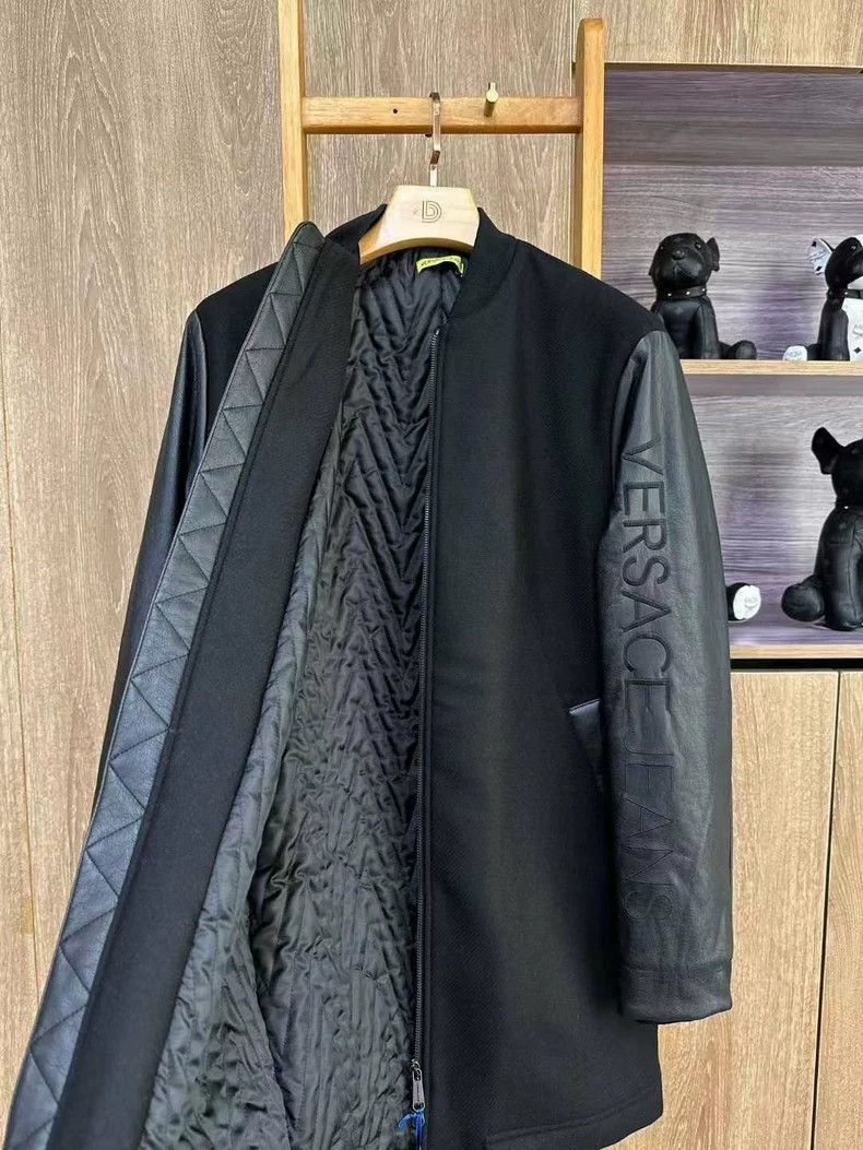 Versace Black casual leather jacket
