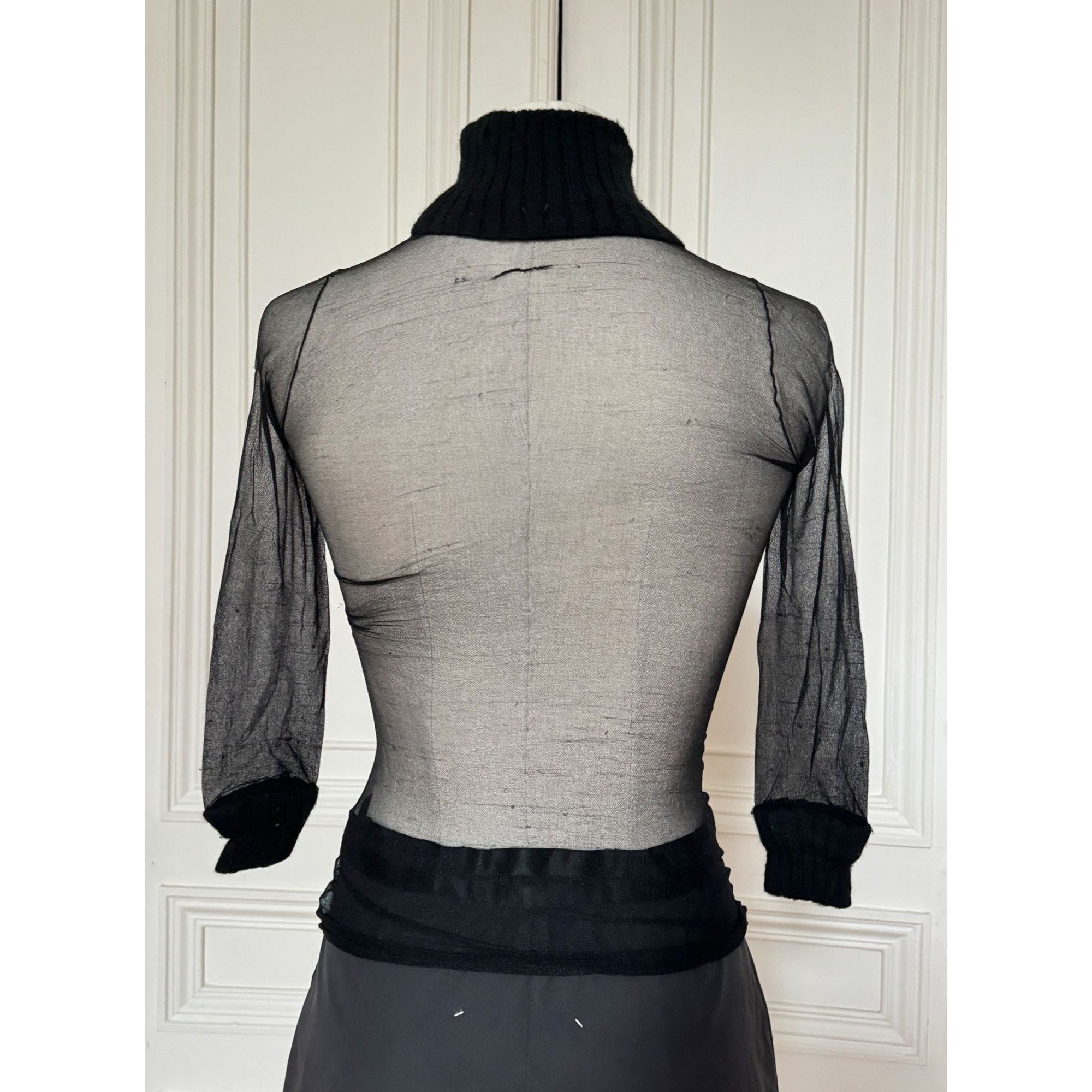 Courreges 1970s Black Nylon Sheer Top Size XS / US 0-2 / IT 36-38 - 3 Thumbnail